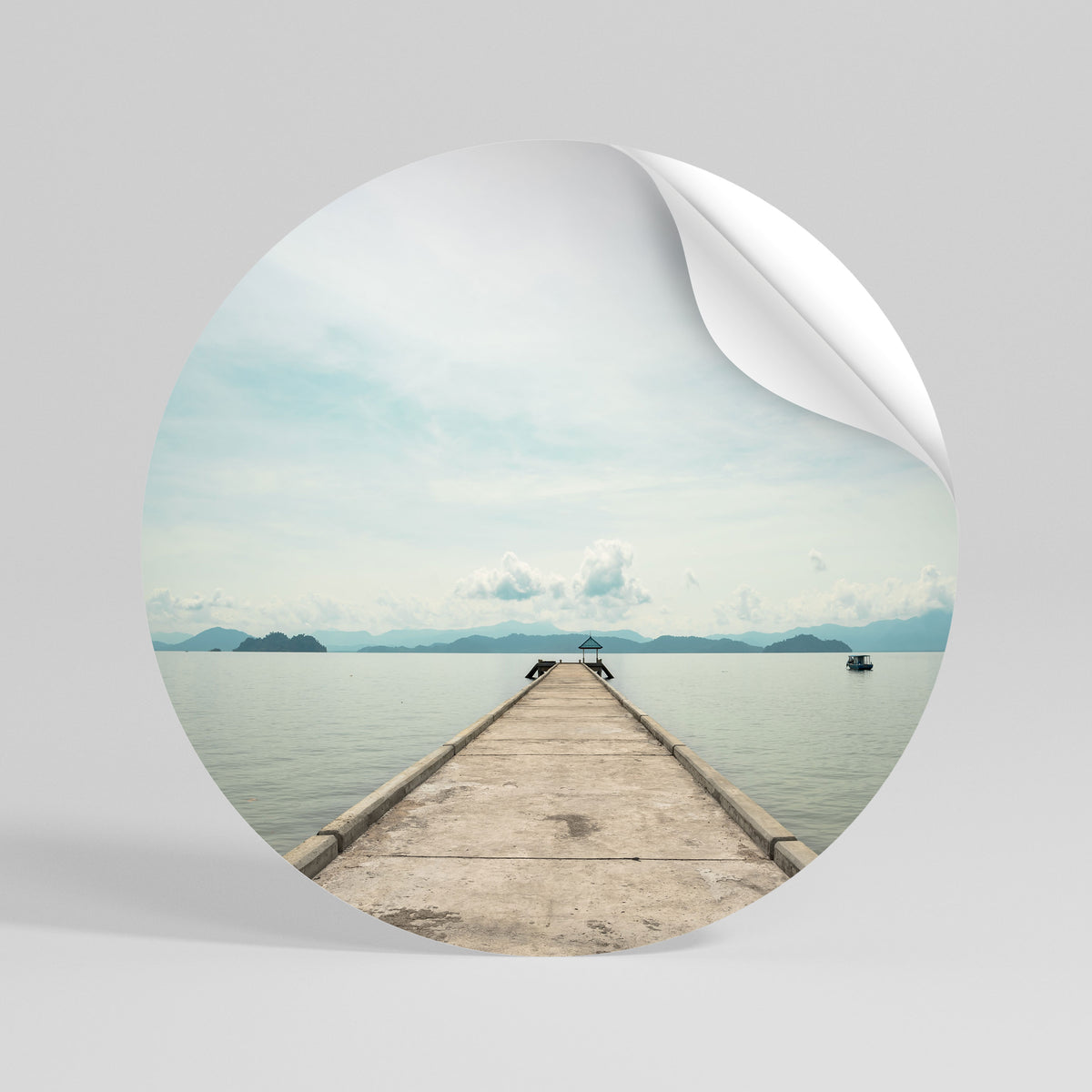 AQUA HORIZON Peel and Stick Round Sticker