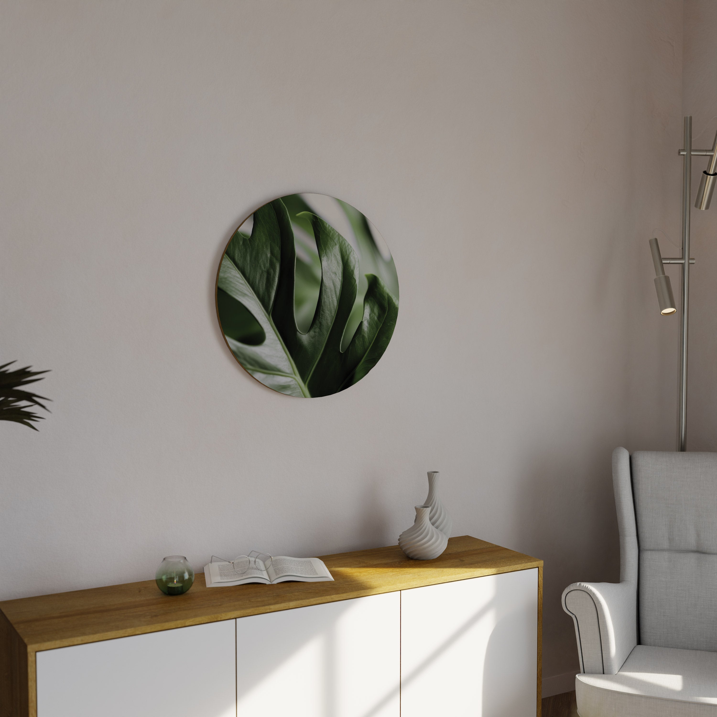Στρογγυλή Τέχνη Τοίχου SHARP MONSTERA