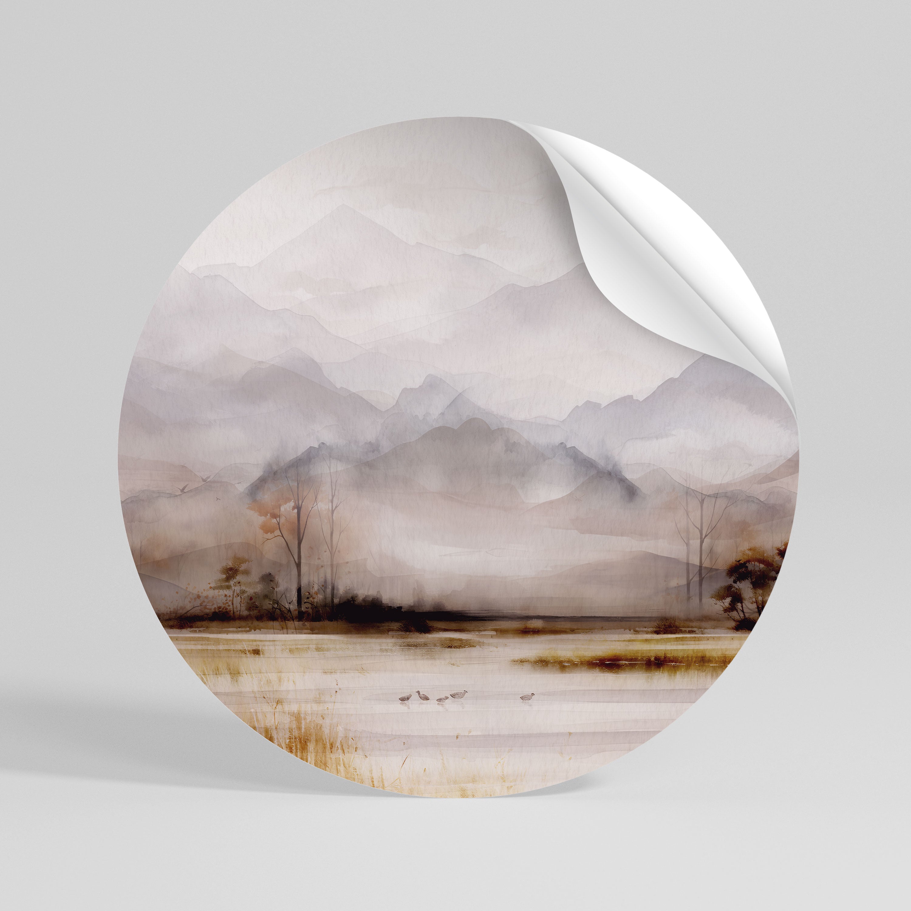 MISTY HORIZONS UNVEILED Peel and Stick Round Sticker