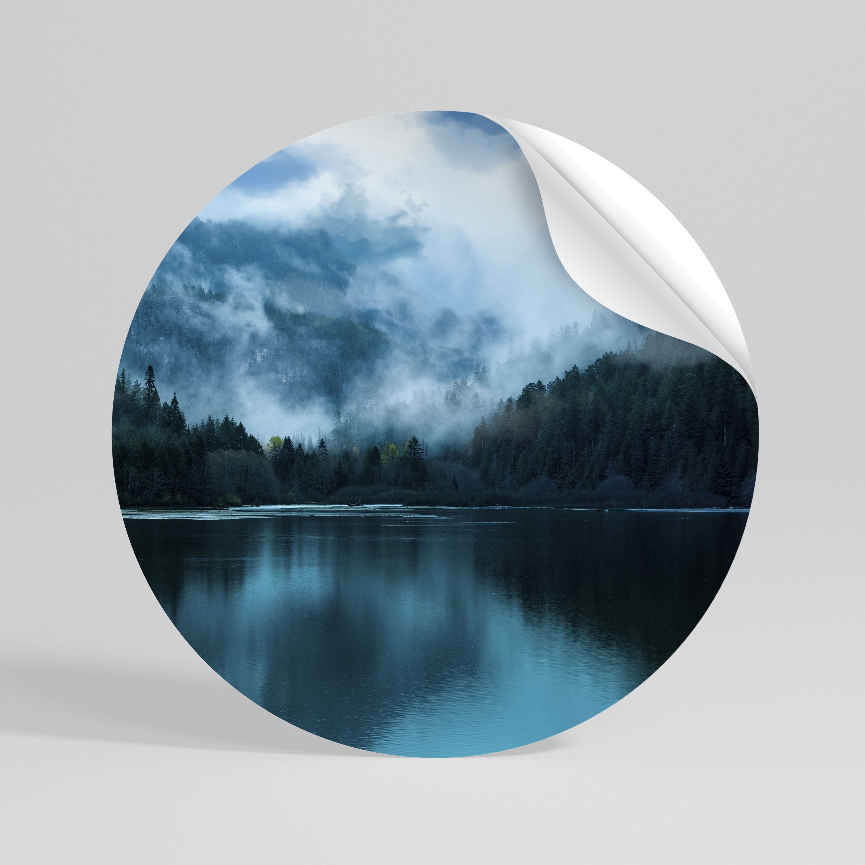 MYSTICAL MIST REFLECTIONS Peel and Stick Round Sticker