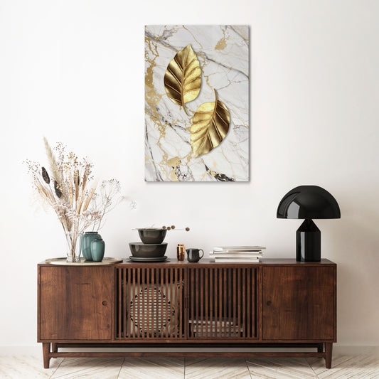 MARBLE MEETS NATURE Vertical Canvas Print