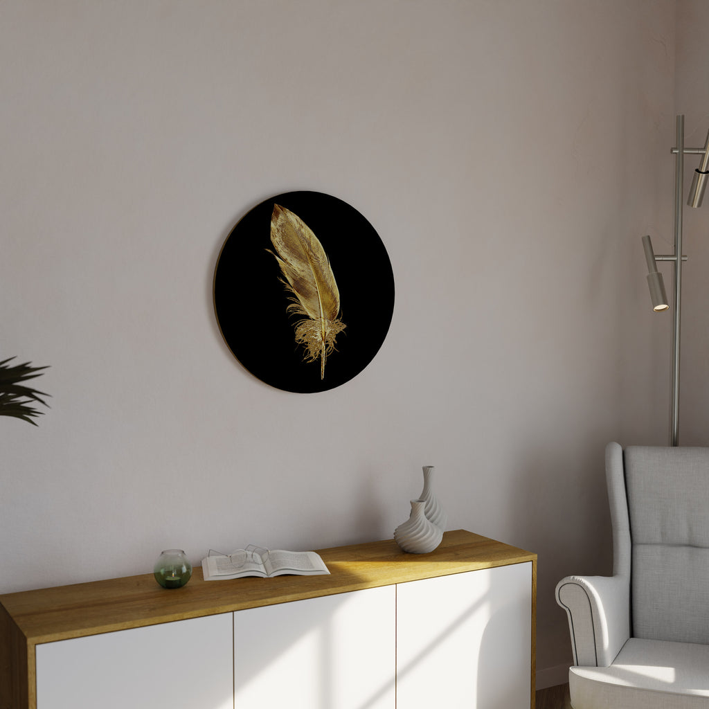 Στρογγυλή Τέχνη Τοίχου SHIMMERING FEATHER GRACE