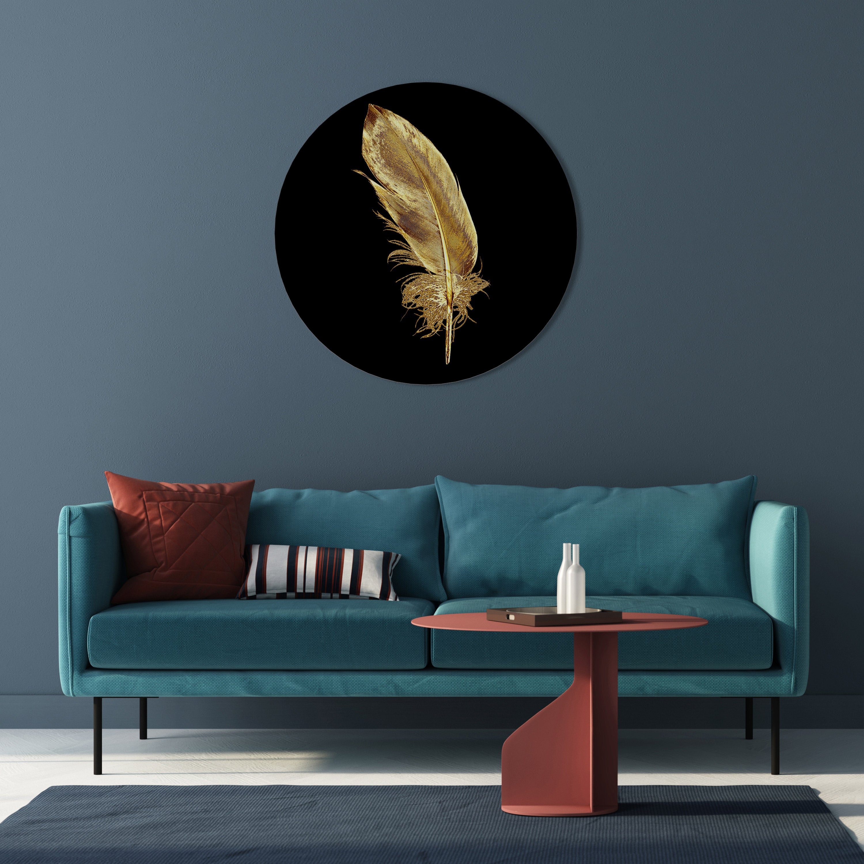 Στρογγυλή Τέχνη Τοίχου SHIMMERING FEATHER GRACE