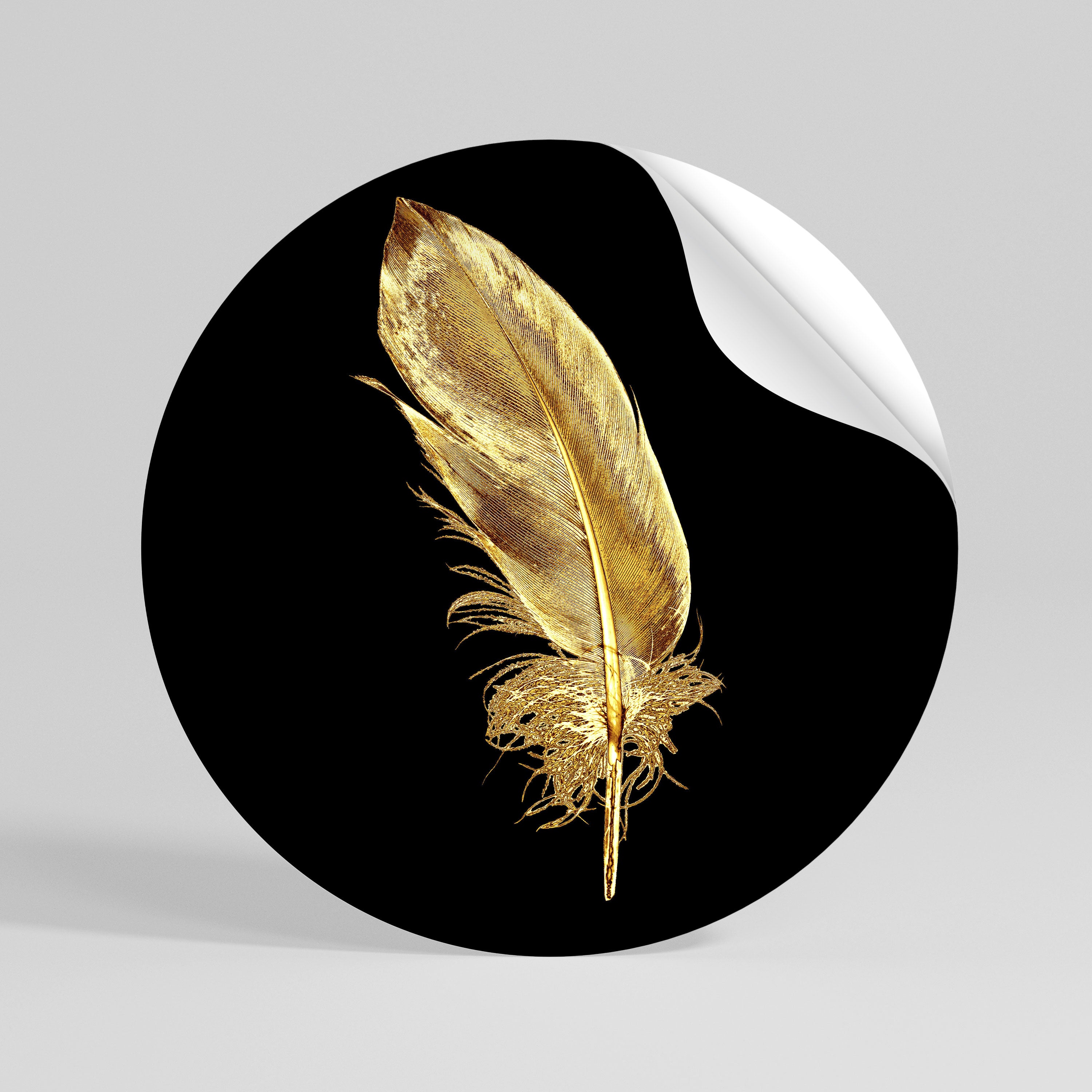 SHIMMERING FEATHER GRACE Peel and Stick Round Sticker