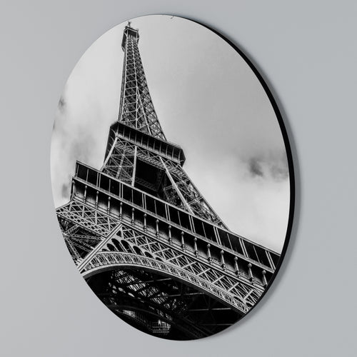 MONOCHROME PARISIAN ICON Στρογγυλός πίνακας ζωγραφικής