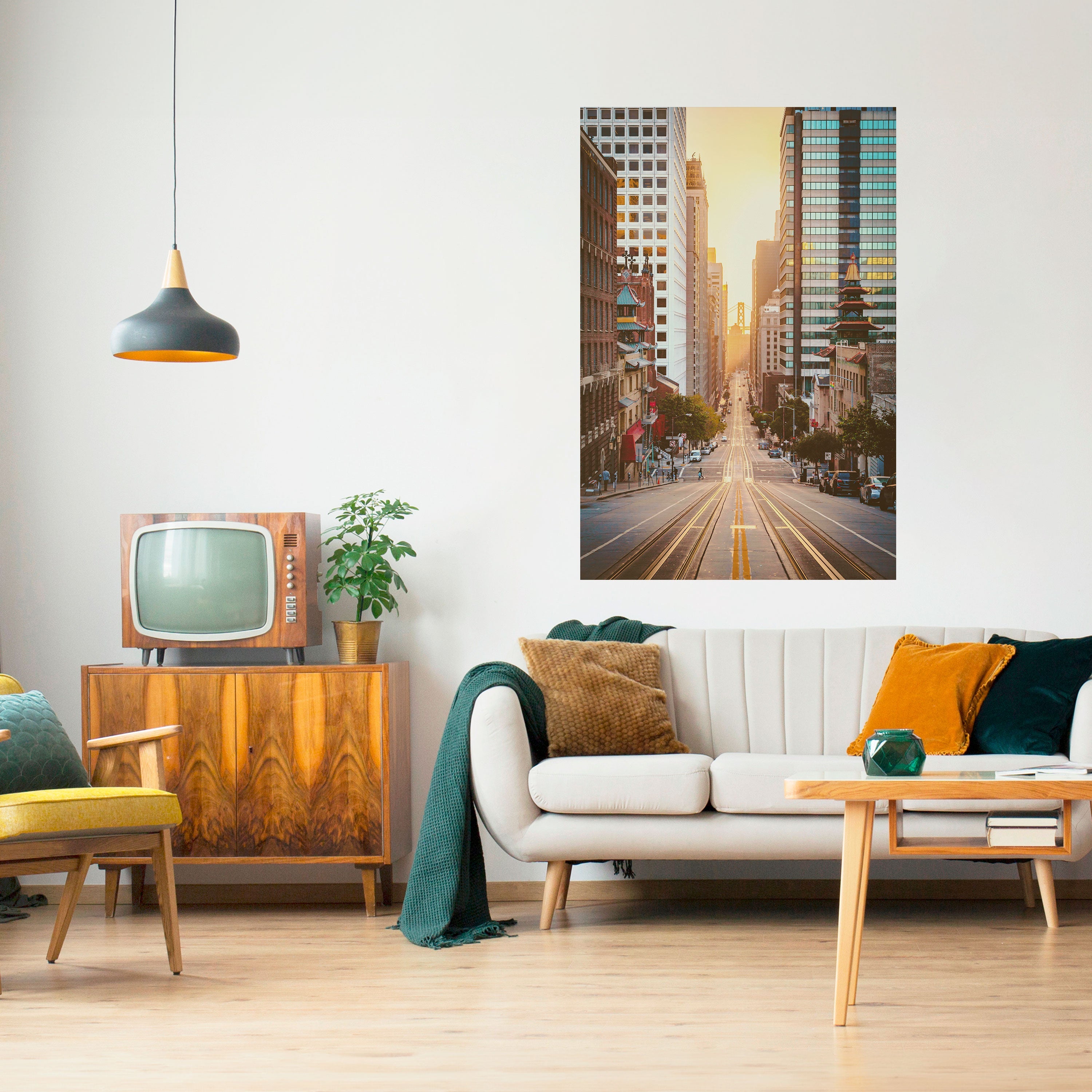 SUNSET CITYSCAPE SYMPHONY Peel and Stick Vertical Poster
