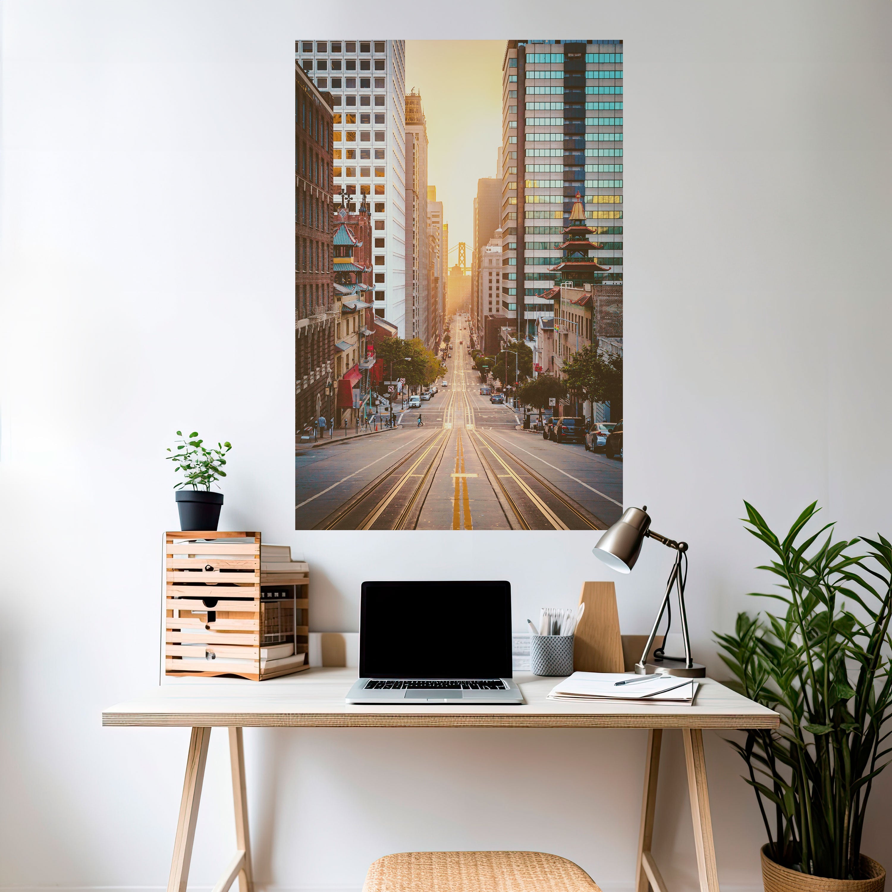 SUNSET CITYSCAPE SYMPHONY Peel and Stick Vertical Poster