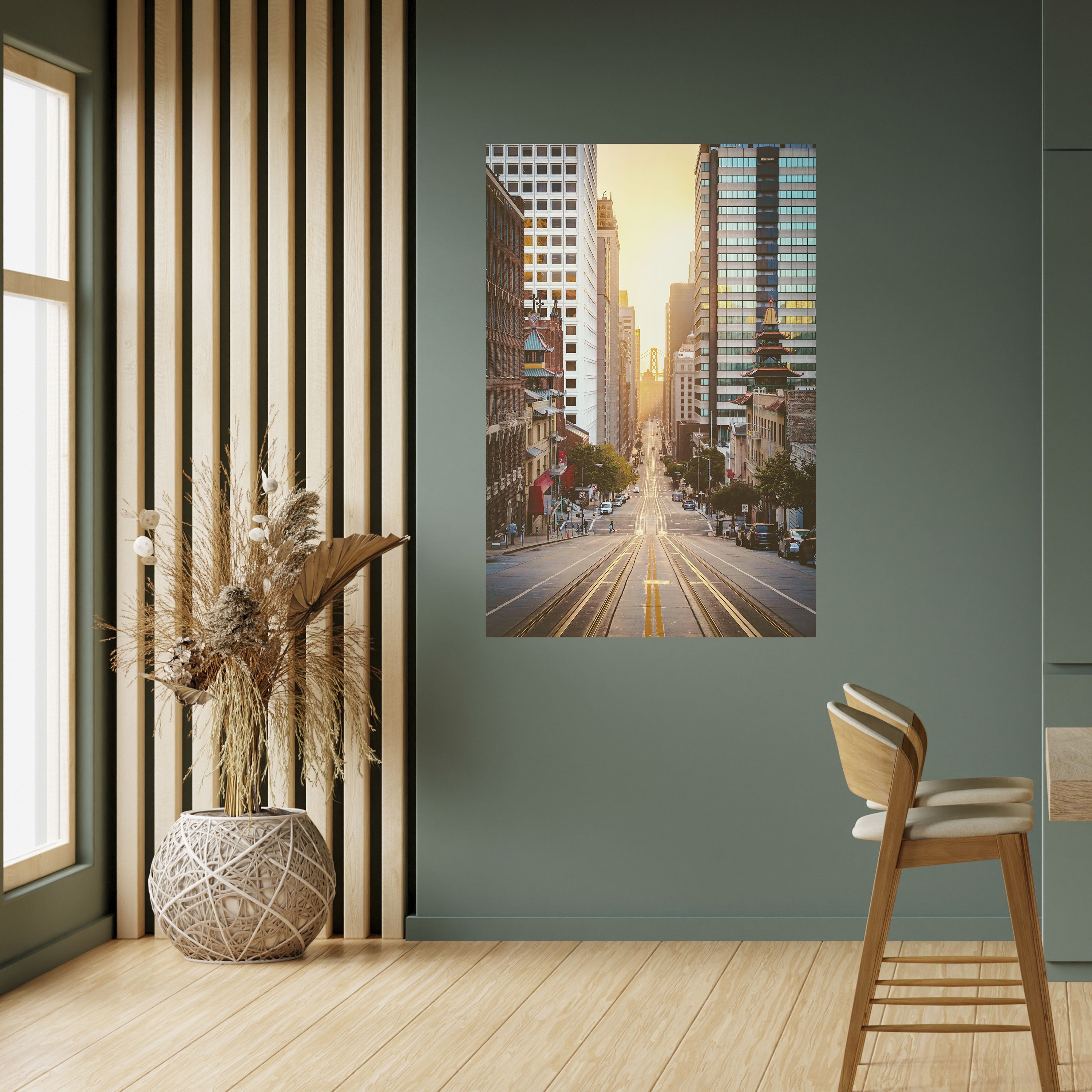 SUNSET CITYSCAPE SYMPHONY Peel and Stick Vertical Poster