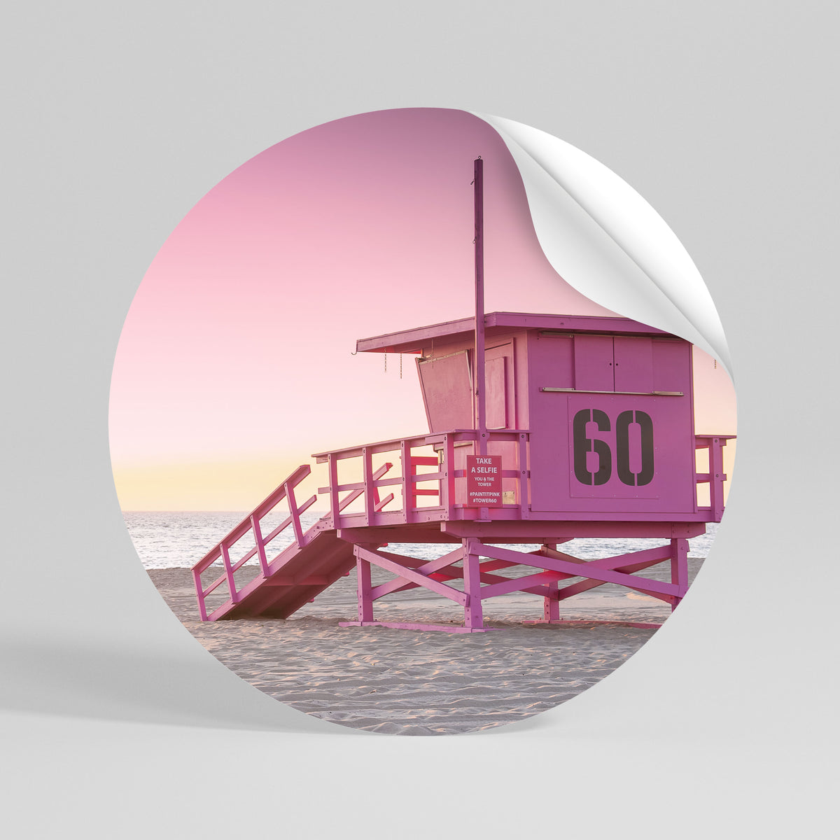 PINK PARADISE WATCH Αυτοκόλλητη Αφίσα στρογγυλή