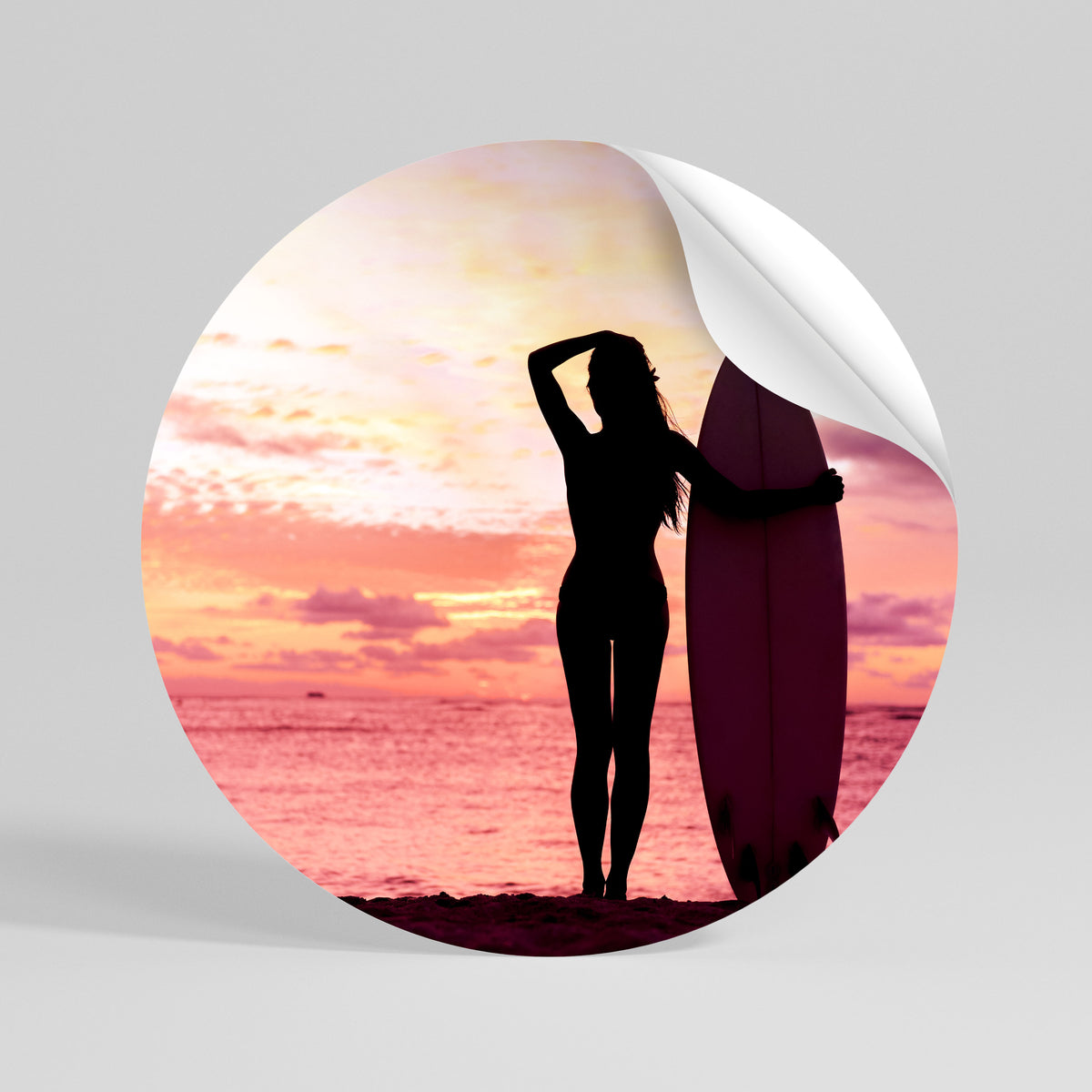 SUNSET SURF SPIRIT Αυτοκόλλητη Αφίσα στρογγυλή