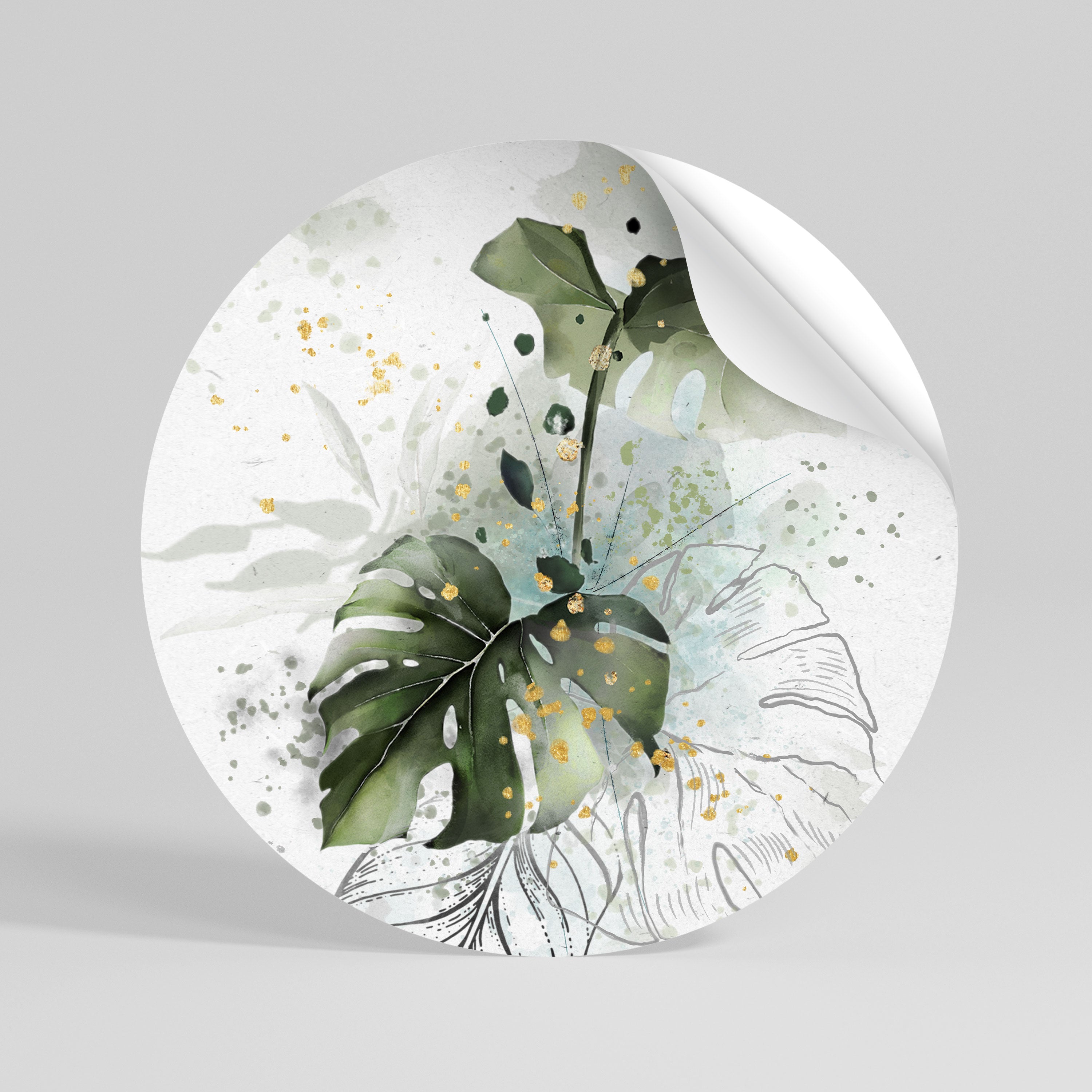VIVID LEAF SYMPHONY Peel and Stick Round Sticker