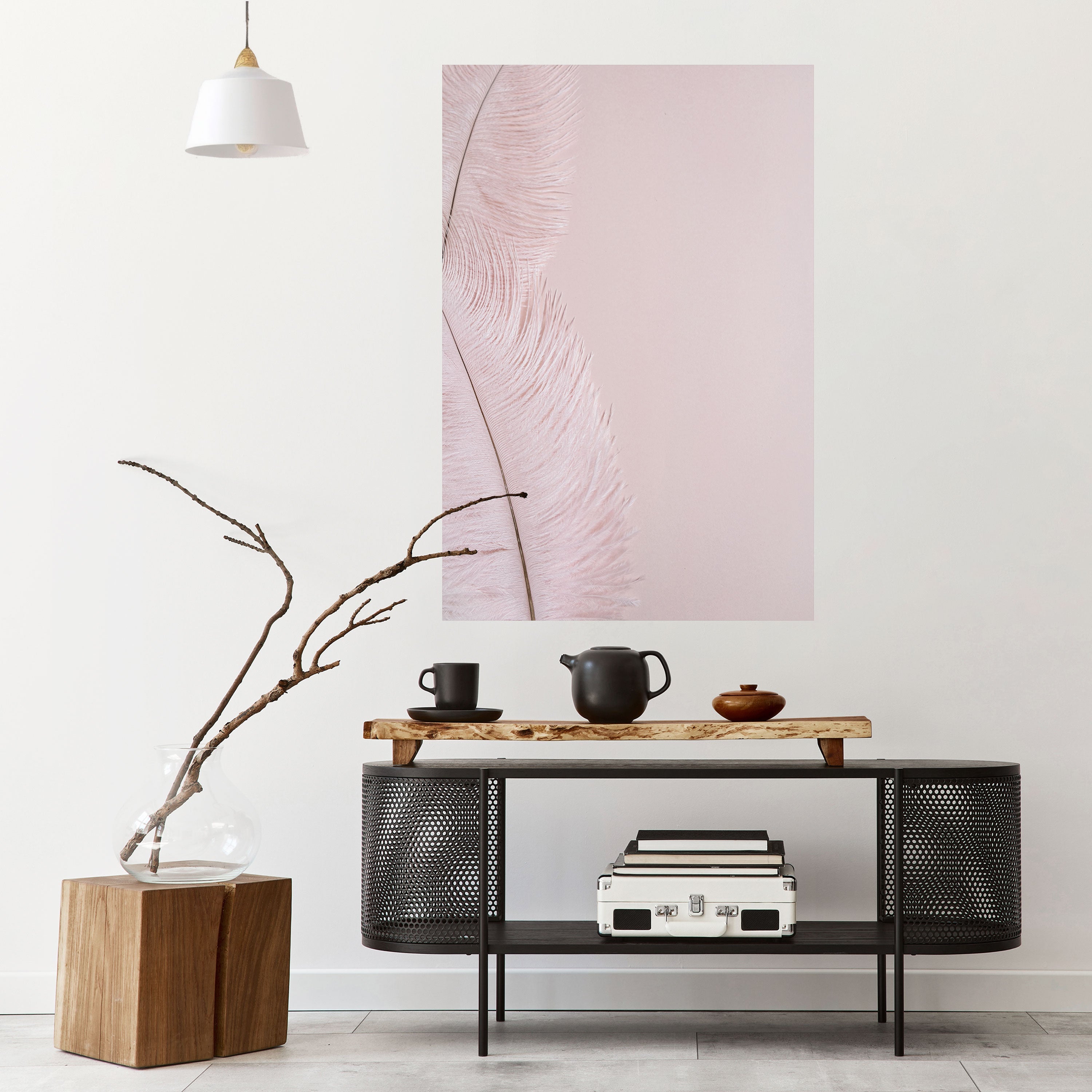 WHISPERING PINK FEATHERS Peel and Stick Vertical Poster