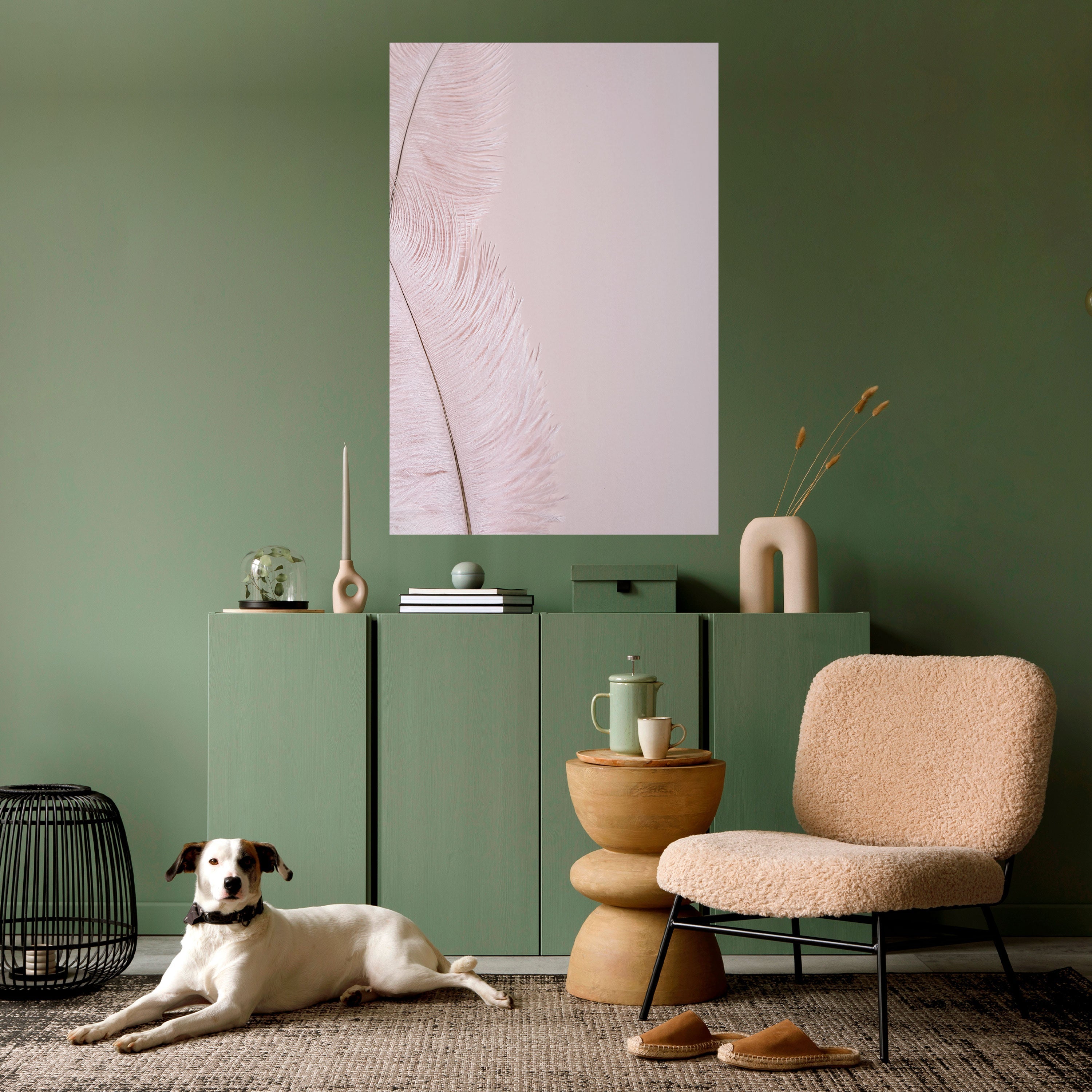 WHISPERING PINK FEATHERS Peel and Stick Vertical Poster