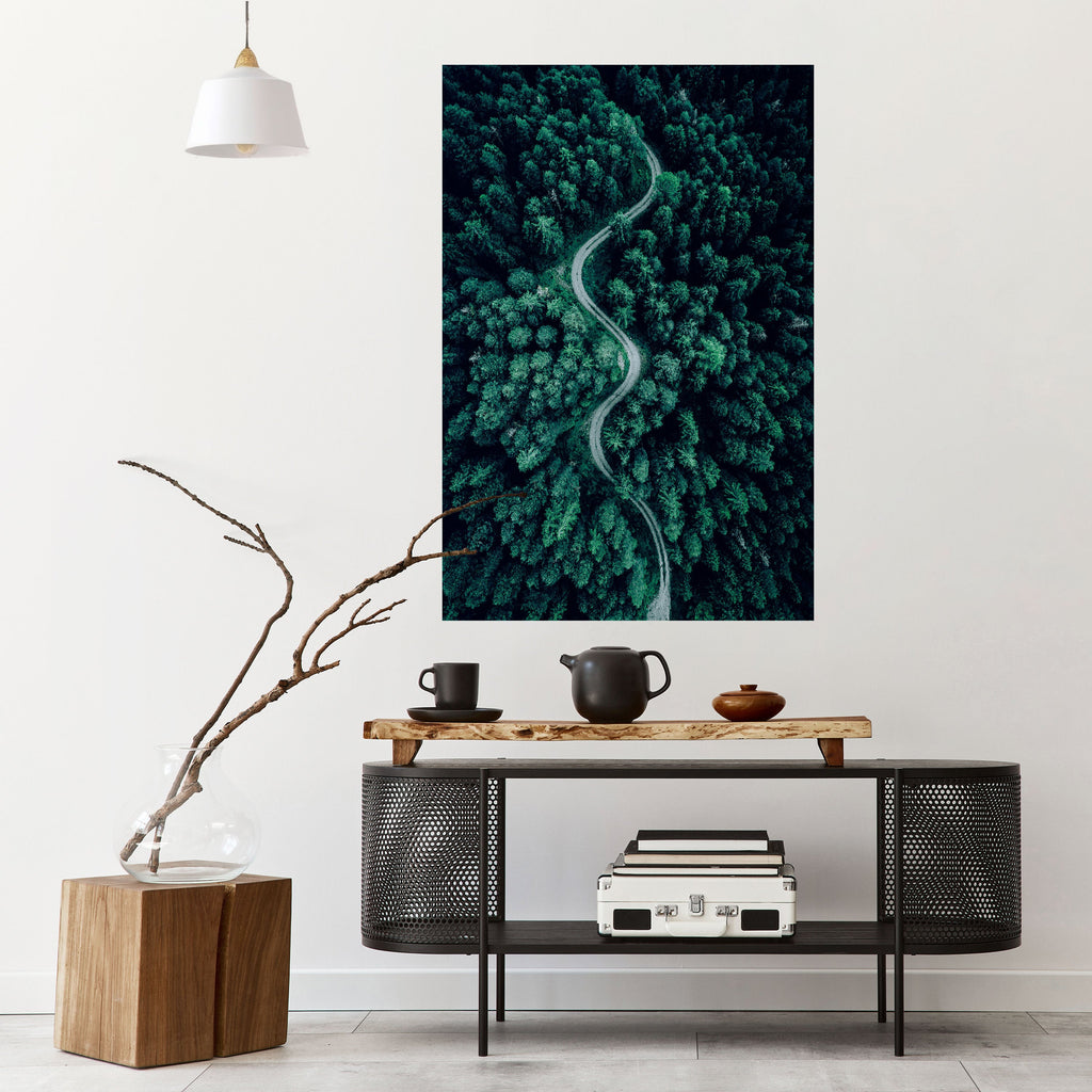 FORESTED SERPENTINE ROUTE Peel and Stick Vertical Poster