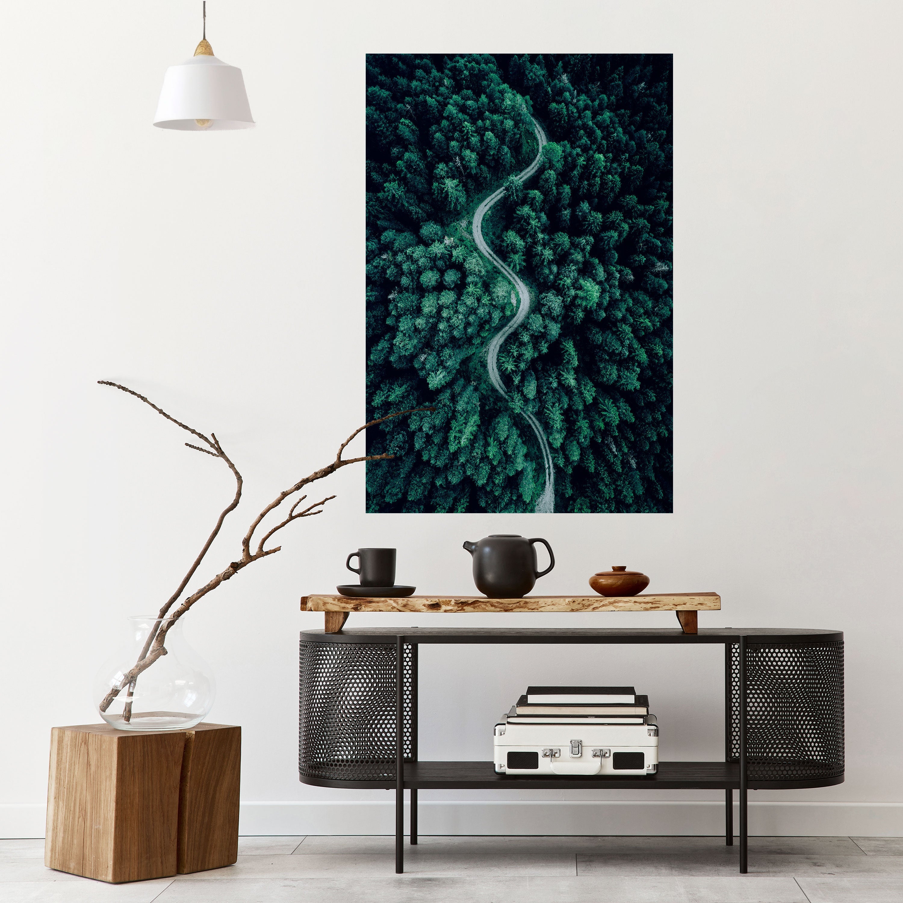 FORESTED SERPENTINE ROUTE Peel and Stick Vertical Poster