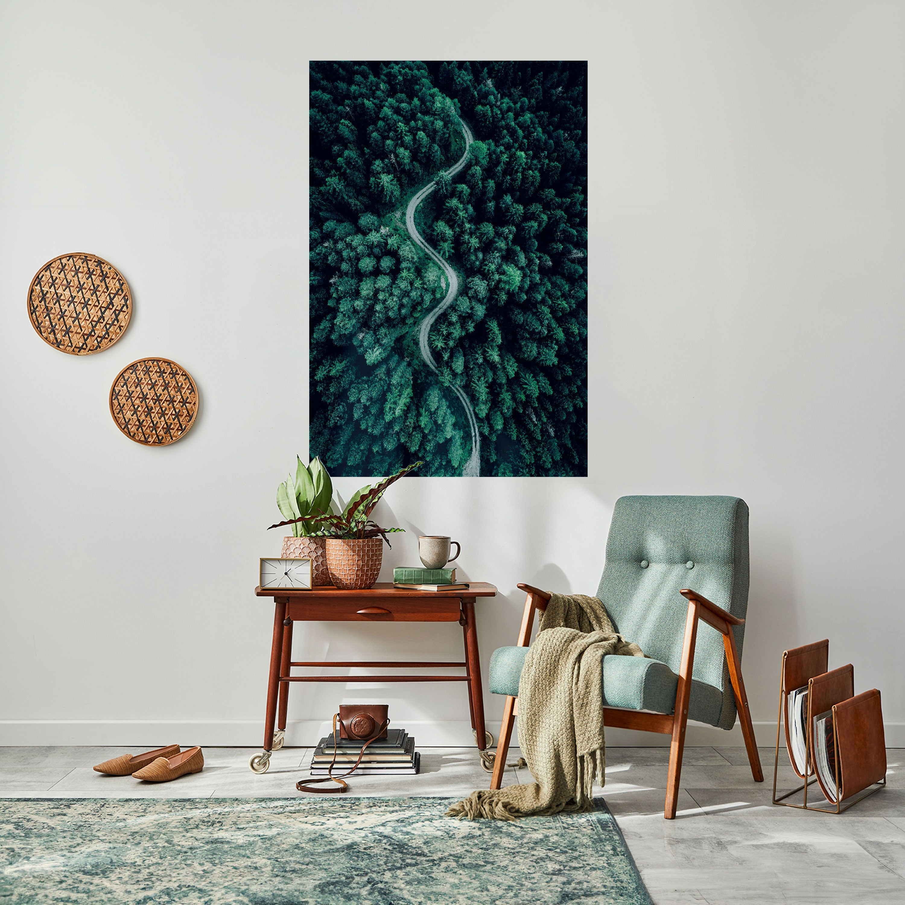 FORESTED SERPENTINE ROUTE Peel and Stick Vertical Poster