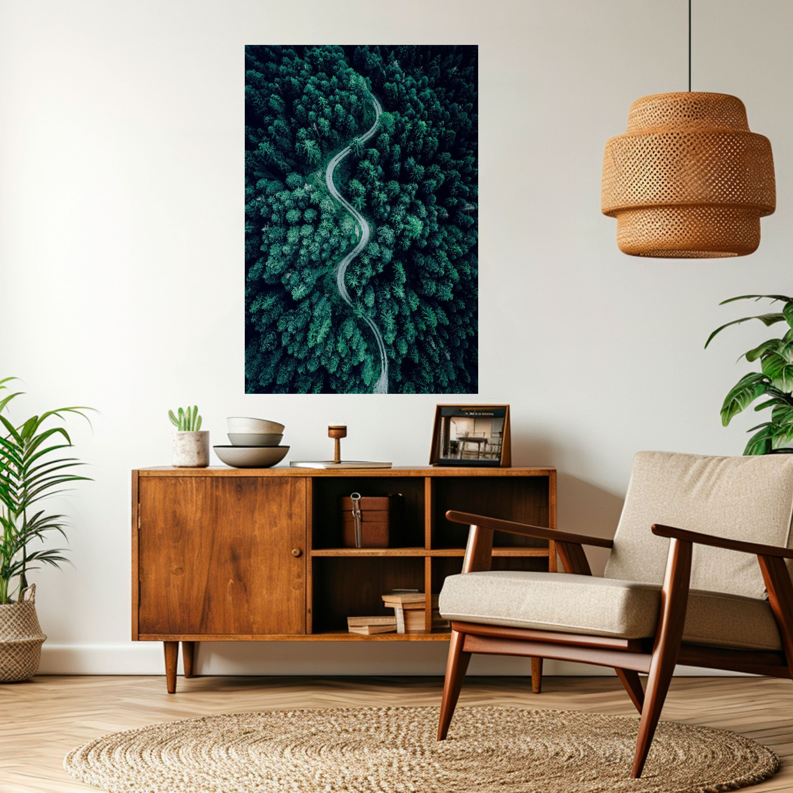 FORESTED SERPENTINE ROUTE Peel and Stick Vertical Poster