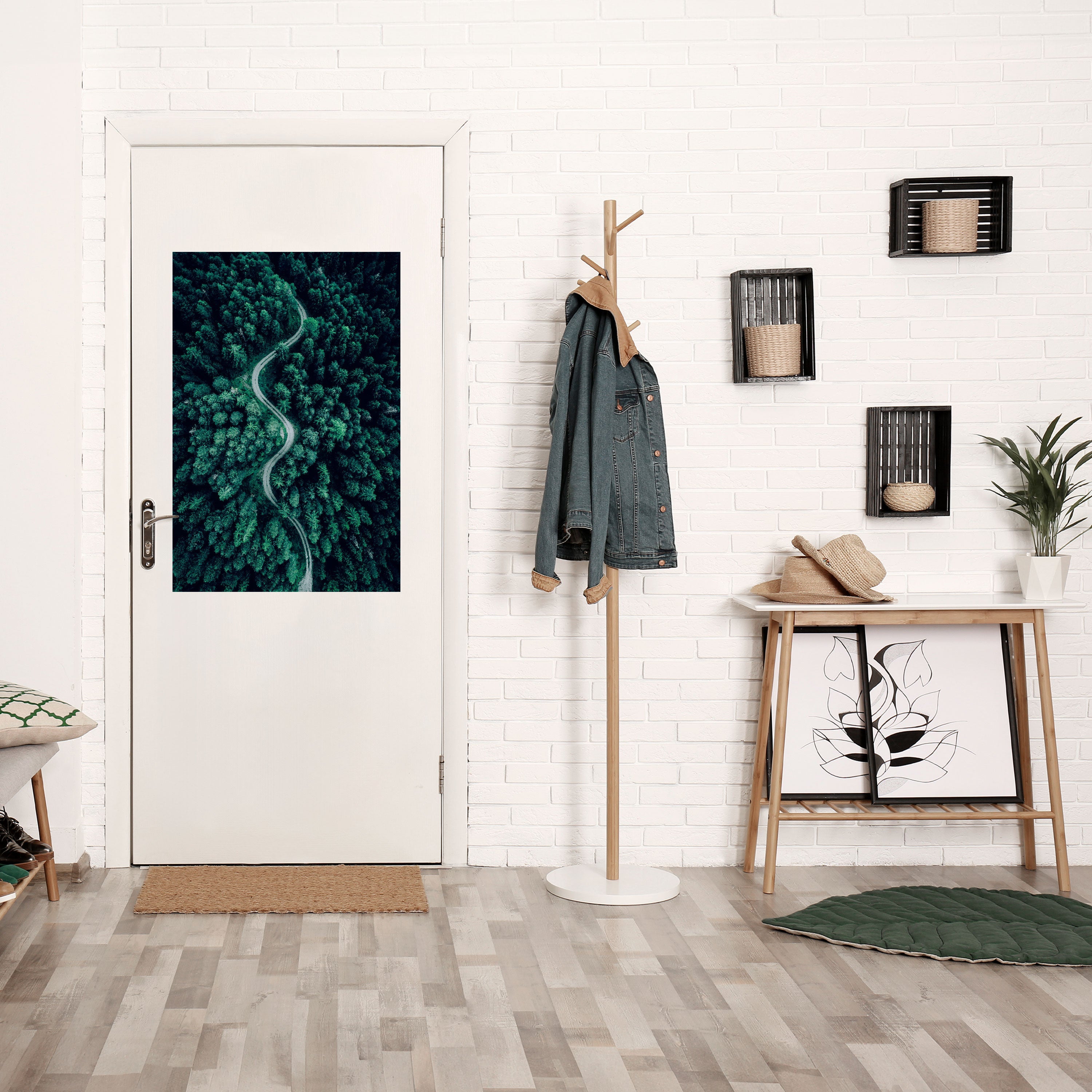 FORESTED SERPENTINE ROUTE Peel and Stick Vertical Poster