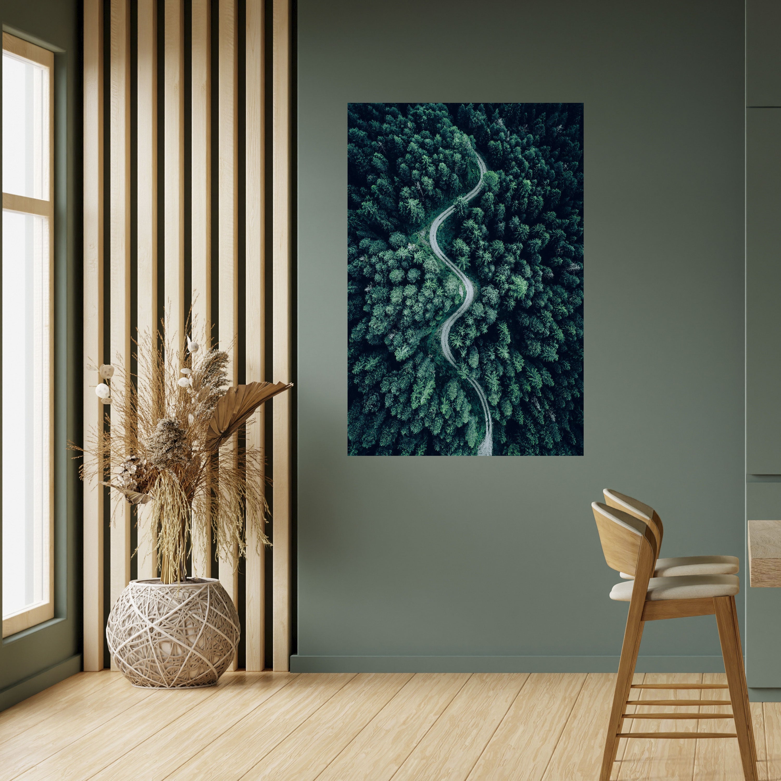 FORESTED SERPENTINE ROUTE Peel and Stick Vertical Poster