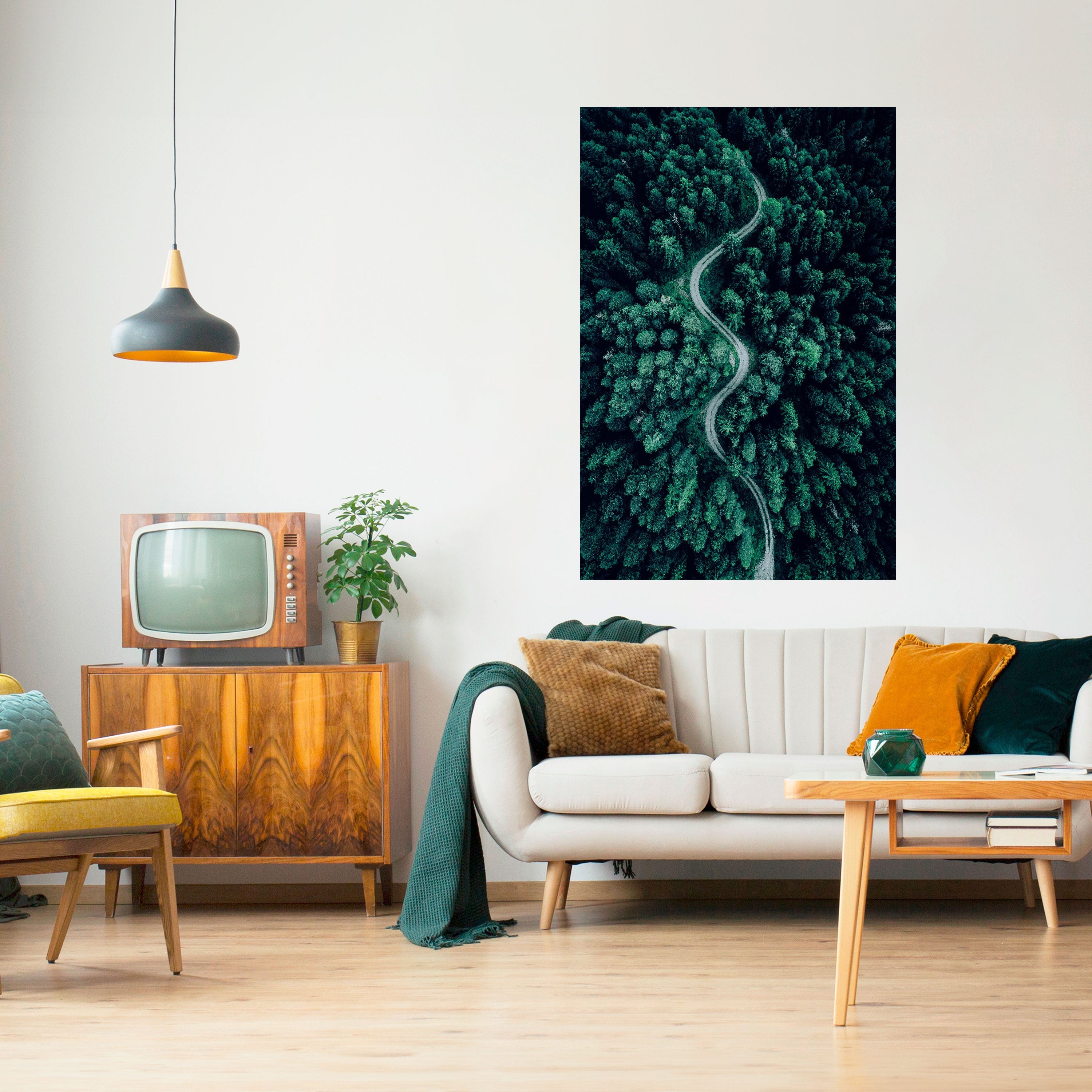 FORESTED SERPENTINE ROUTE Peel and Stick Vertical Poster