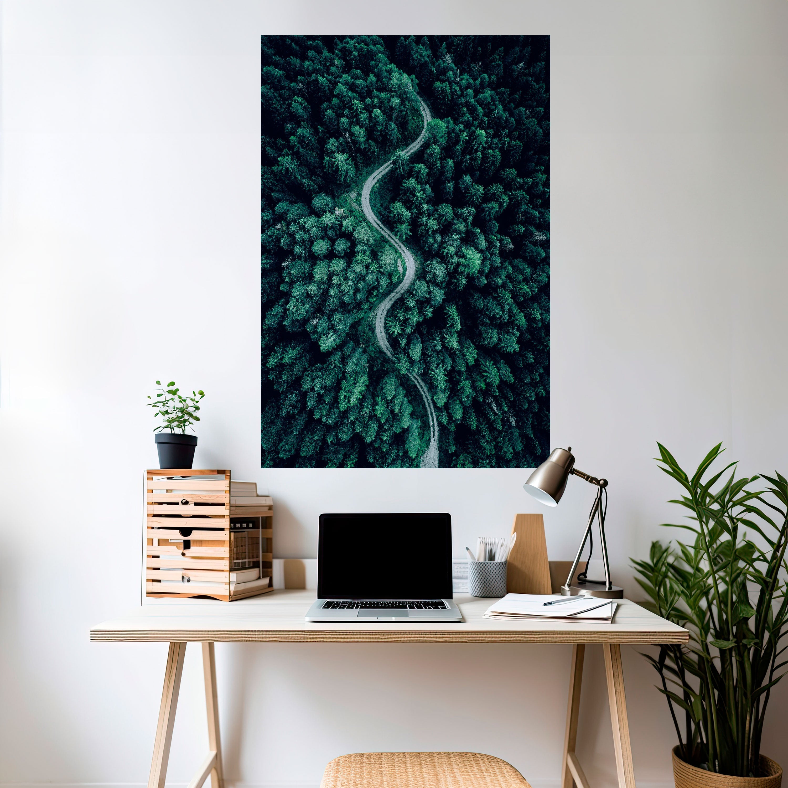 FORESTED SERPENTINE ROUTE Peel and Stick Vertical Poster