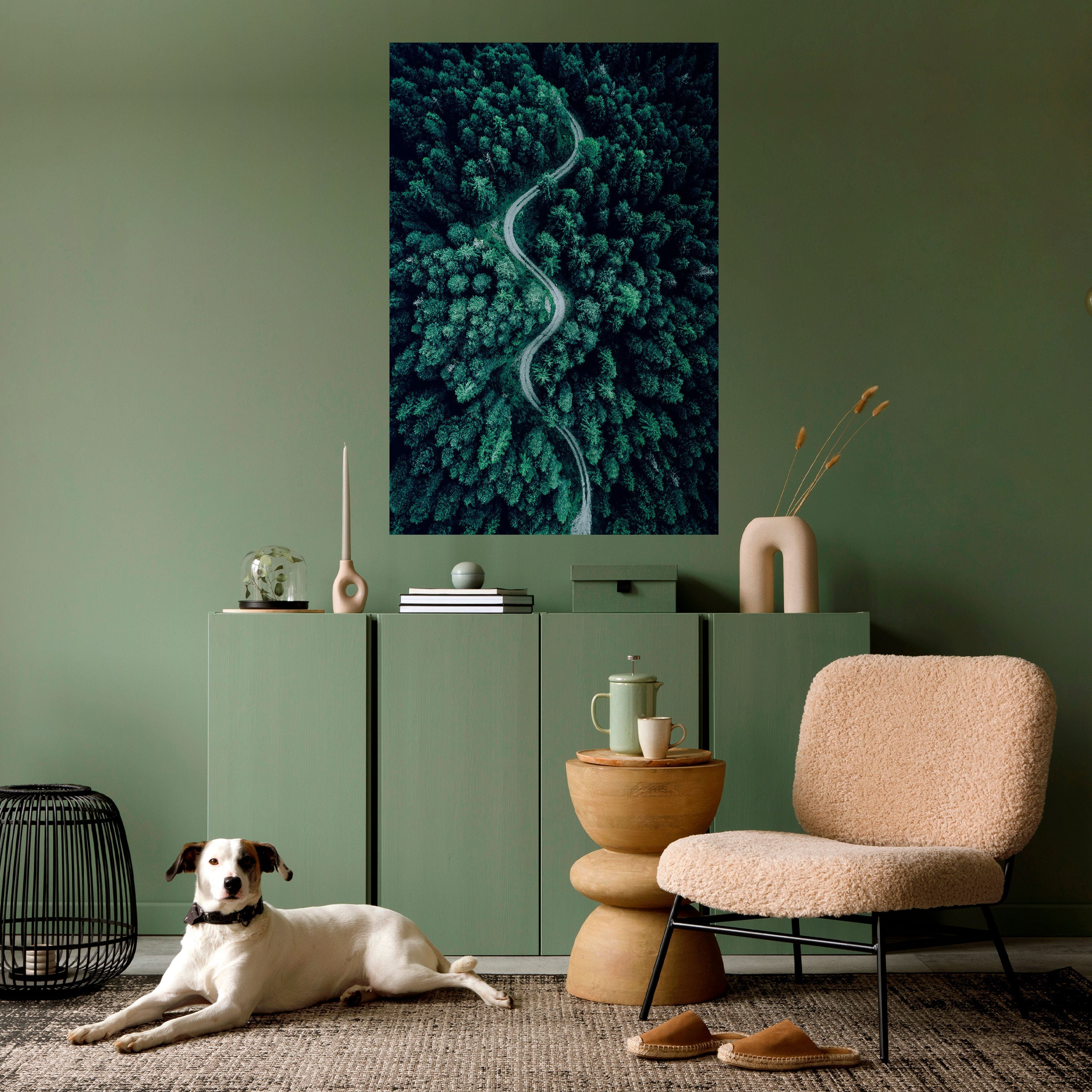FORESTED SERPENTINE ROUTE Peel and Stick Vertical Poster