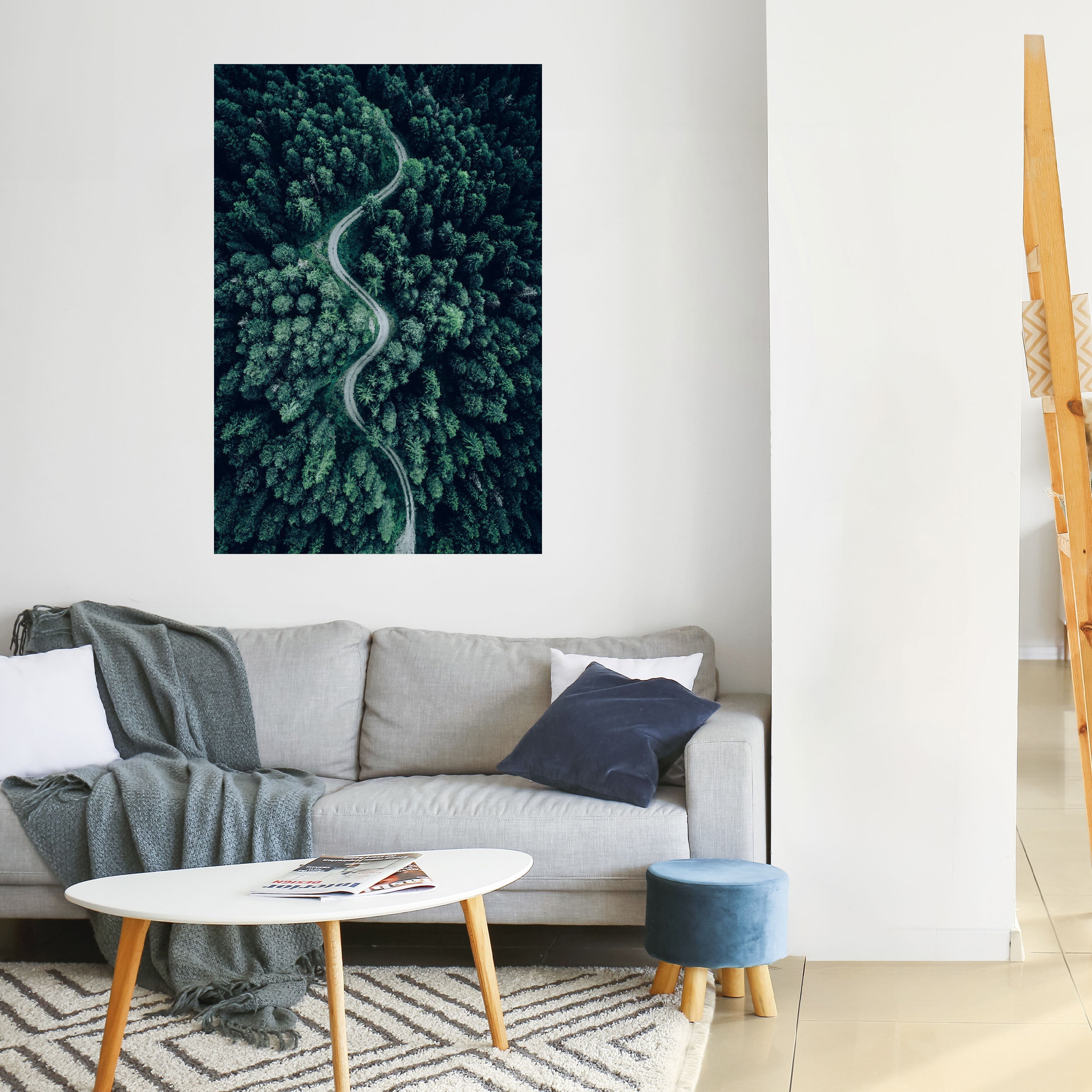 FORESTED SERPENTINE ROUTE Peel and Stick Vertical Poster