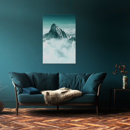 CLOUD-KISSED PEAK Vertical Canvas Print