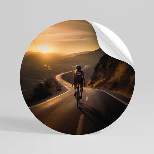 RIDE INTO GOLD Αυτοκόλλητη Αφίσα στρογγυλή