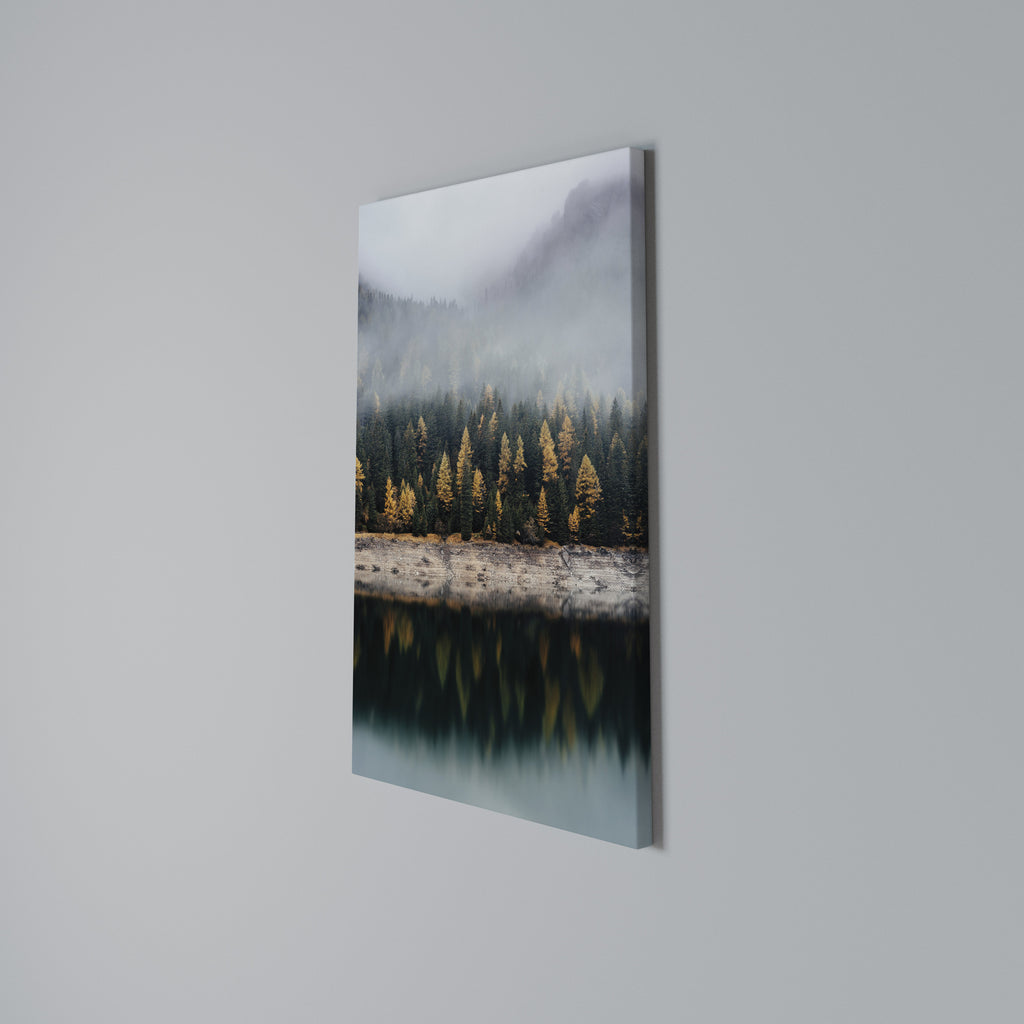 GOLDEN TREES IN FOG Κατακόρυφος Πίνακας σε Καμβά