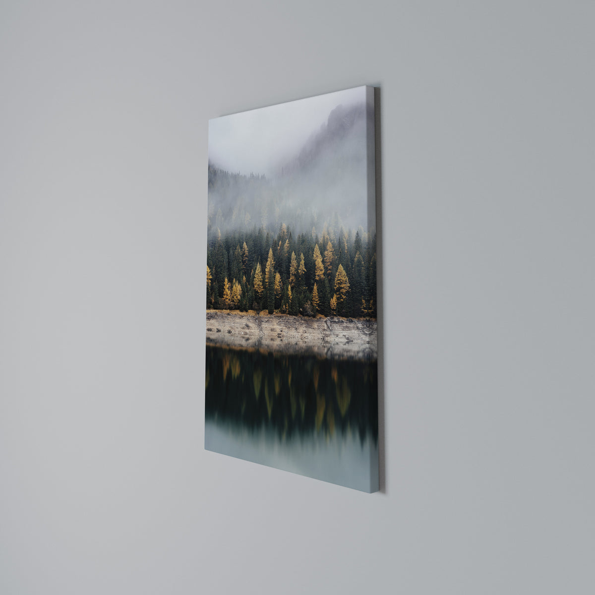 GOLDEN TREES IN FOG Κατακόρυφος Πίνακας σε Καμβά