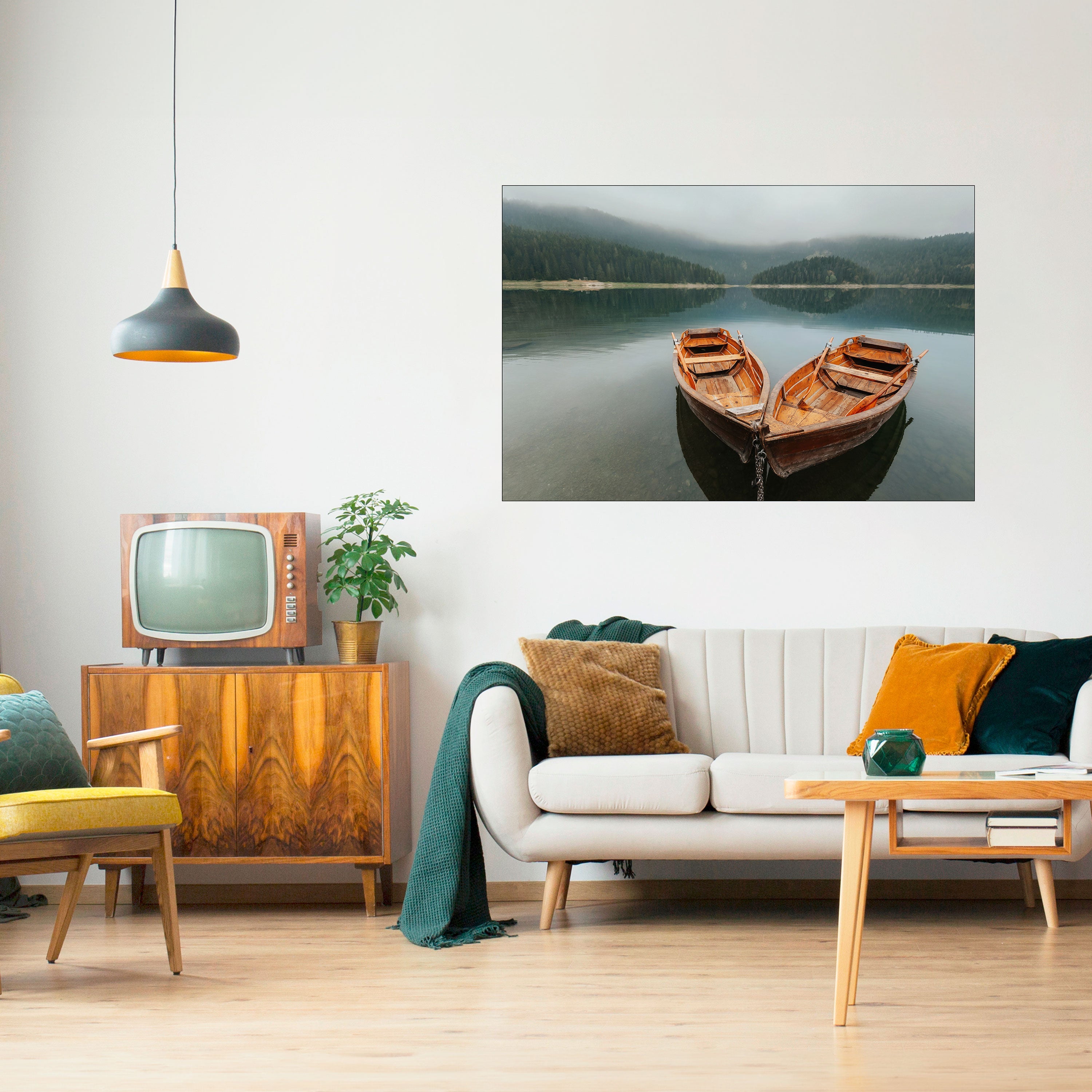 HARMONY OF BOATS Peel and Stick Horizontal Poster