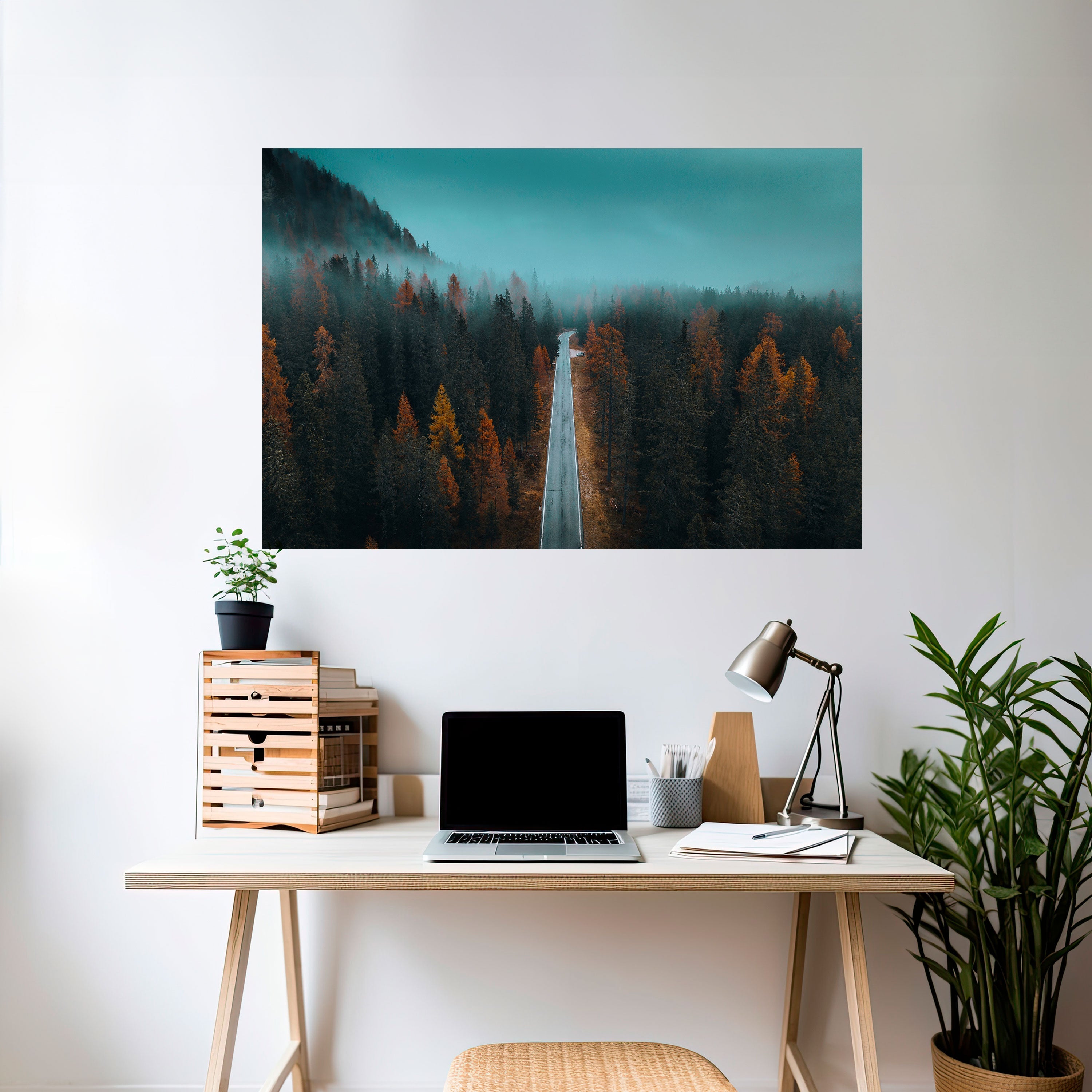 SERENE ROADWAY ESCAPE Peel and Stick Horizontal Poster