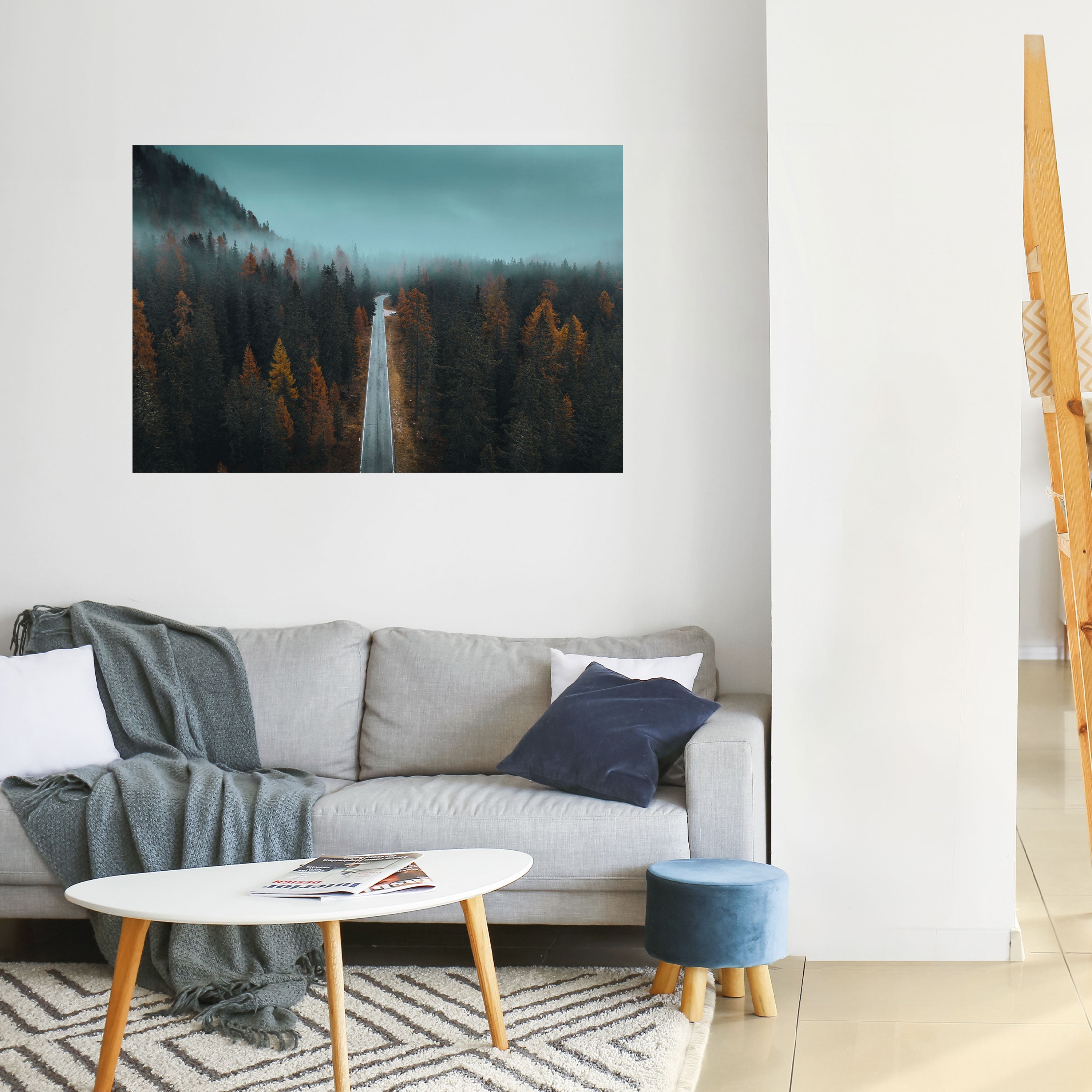 SERENE ROADWAY ESCAPE Peel and Stick Horizontal Poster
