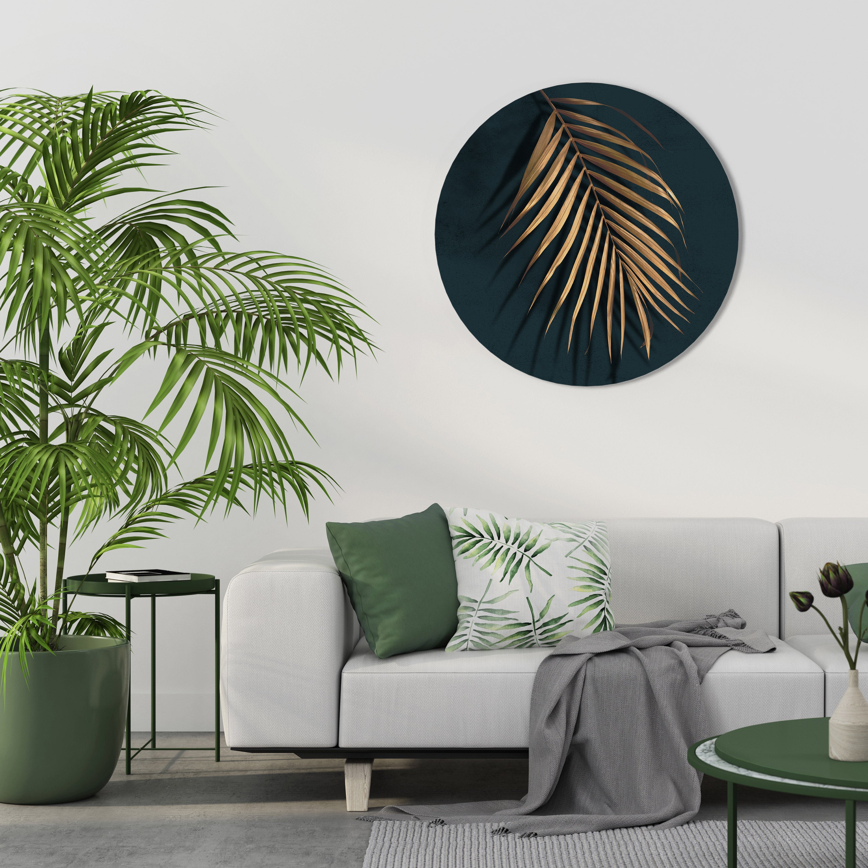 Στρογγυλή Τέχνη Τοίχου GOLDEN PALM WHISPERS