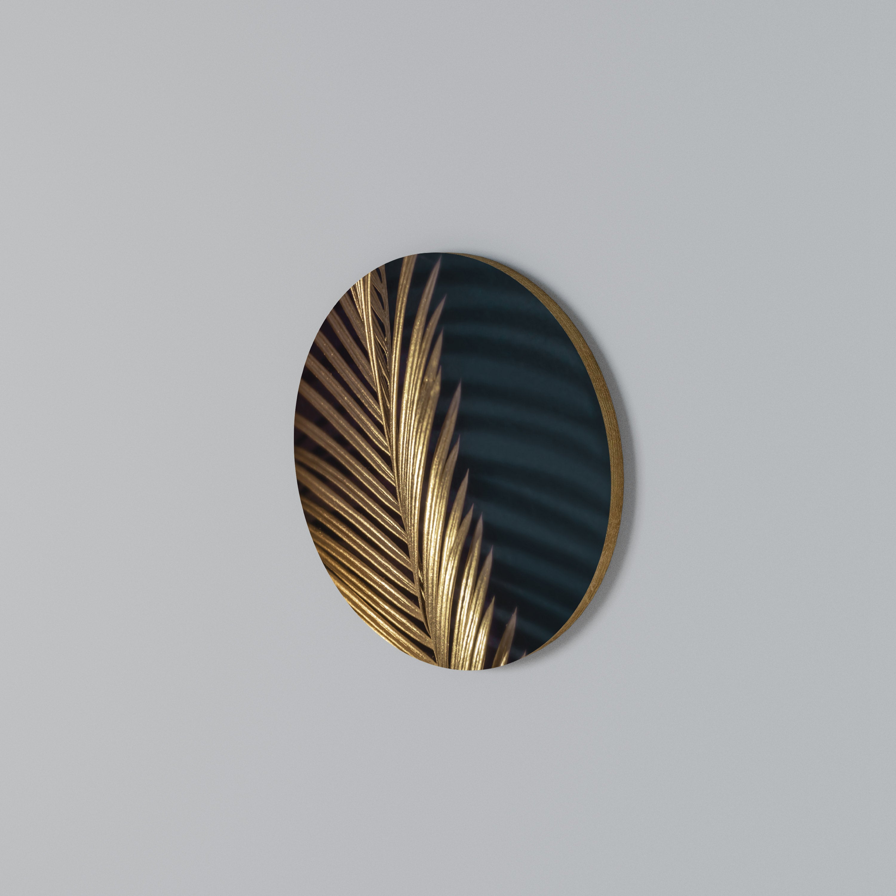 LUXE LEAF DANCE Στρογγυλός πίνακας ζωγραφικής