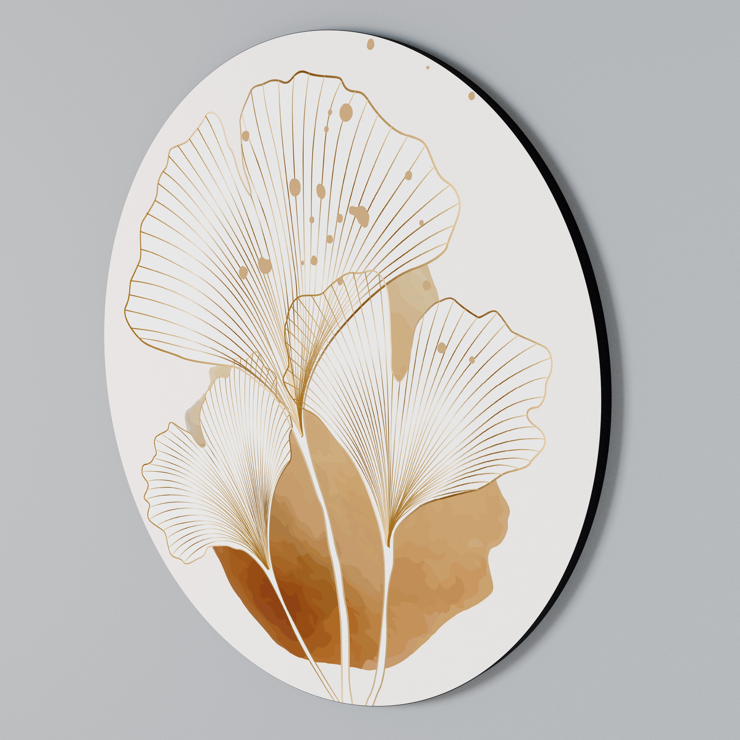 GOLDEN GINKGO DREAMS Στρογγυλός πίνακας ζωγραφικής