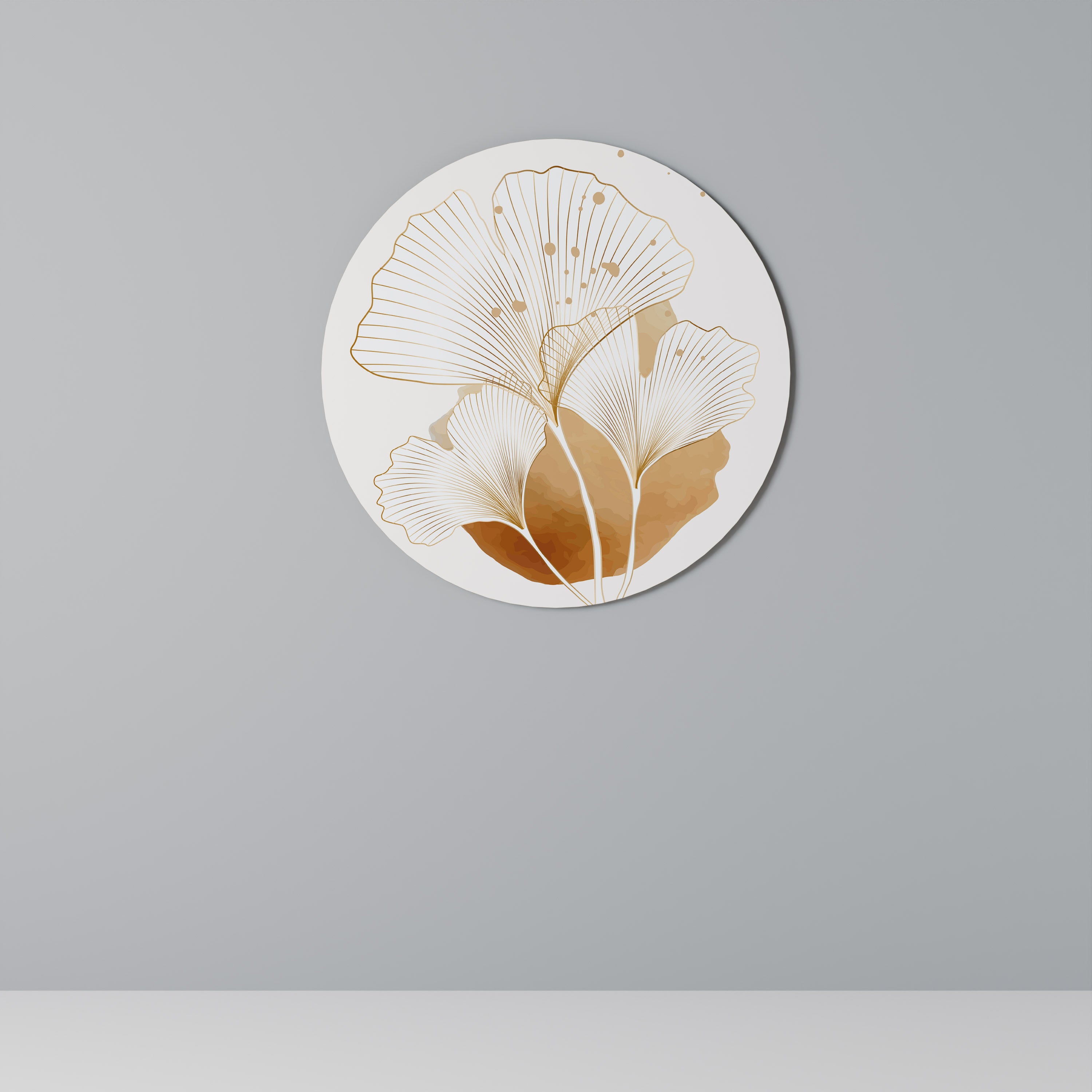GOLDEN GINKGO DREAMS Στρογγυλή Τέχνη Τοίχου