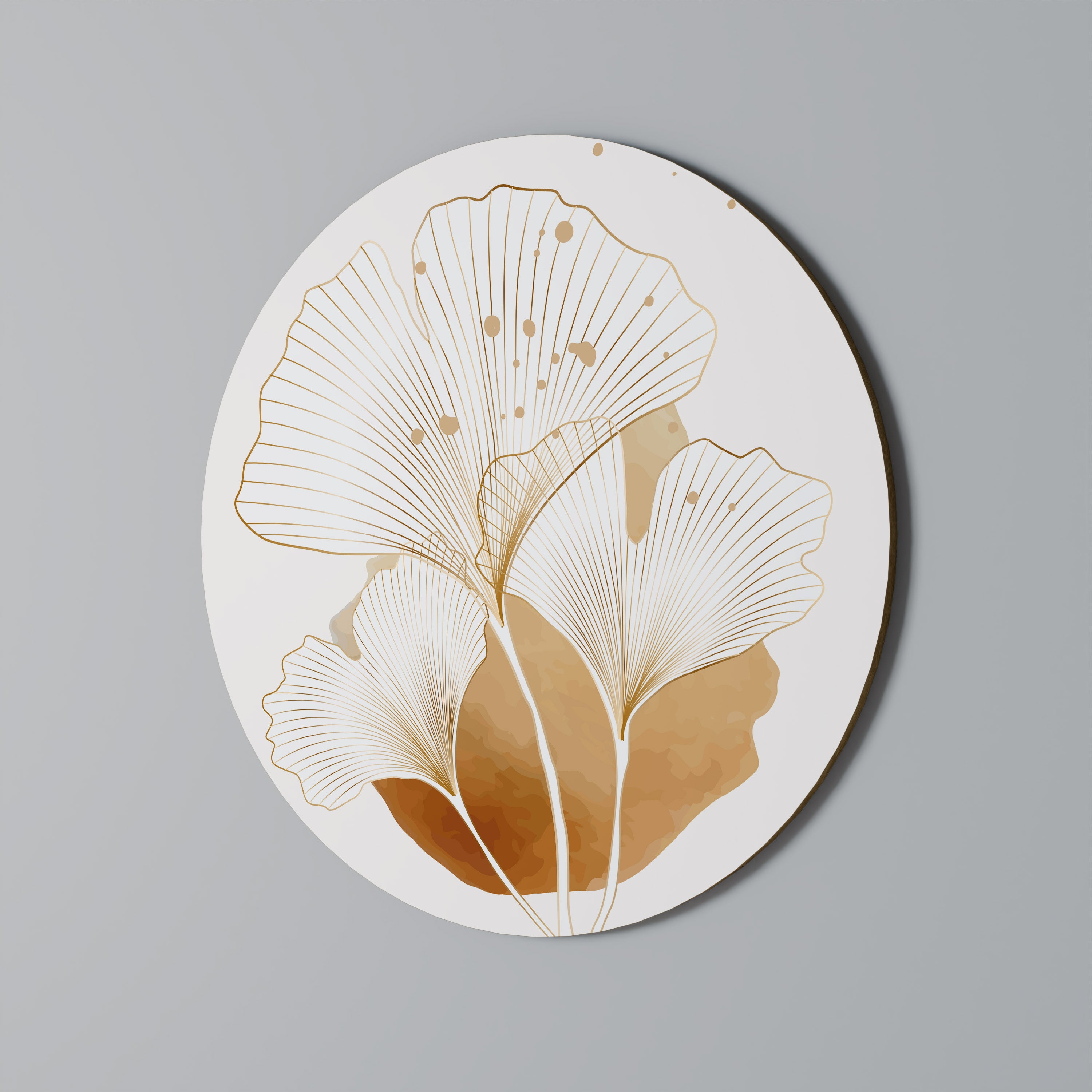 GOLDEN GINKGO DREAMS Στρογγυλή Τέχνη Τοίχου