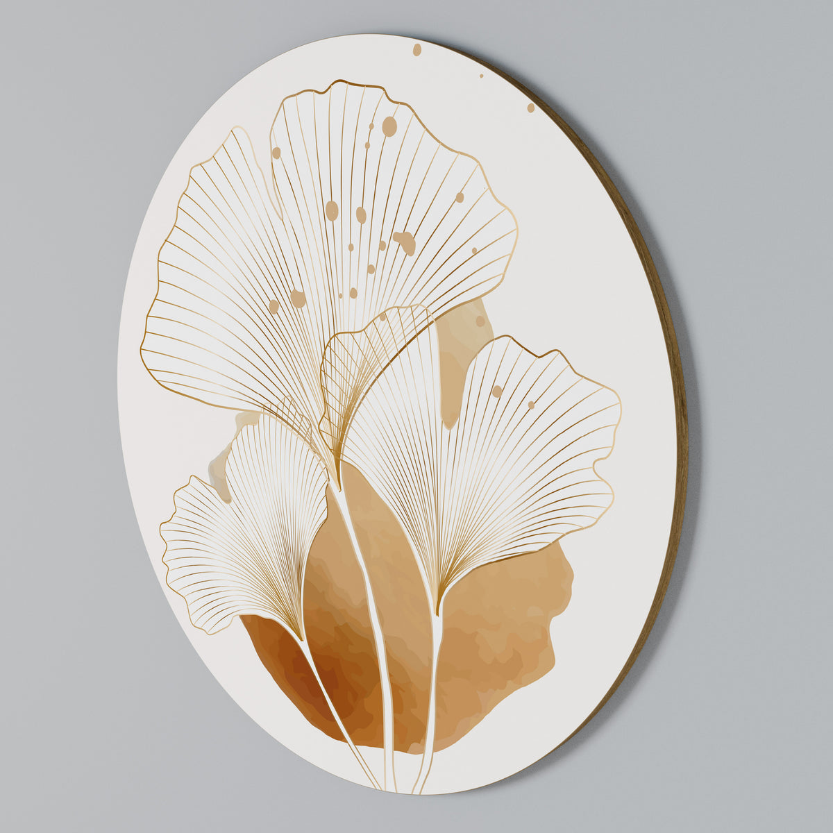 GOLDEN GINKGO DREAMS Στρογγυλός πίνακας ζωγραφικής
