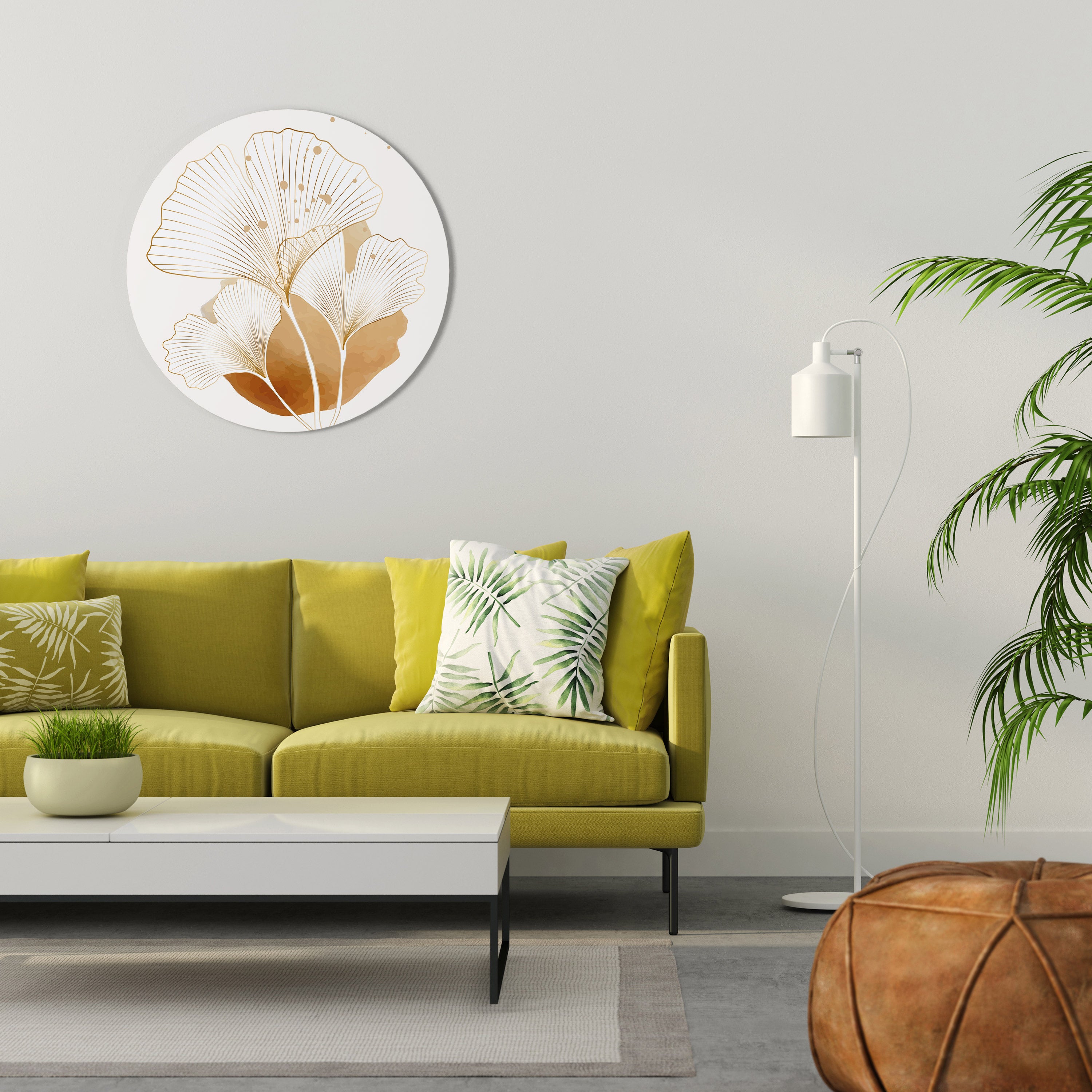 GOLDEN GINKGO DREAMS Στρογγυλή Τέχνη Τοίχου