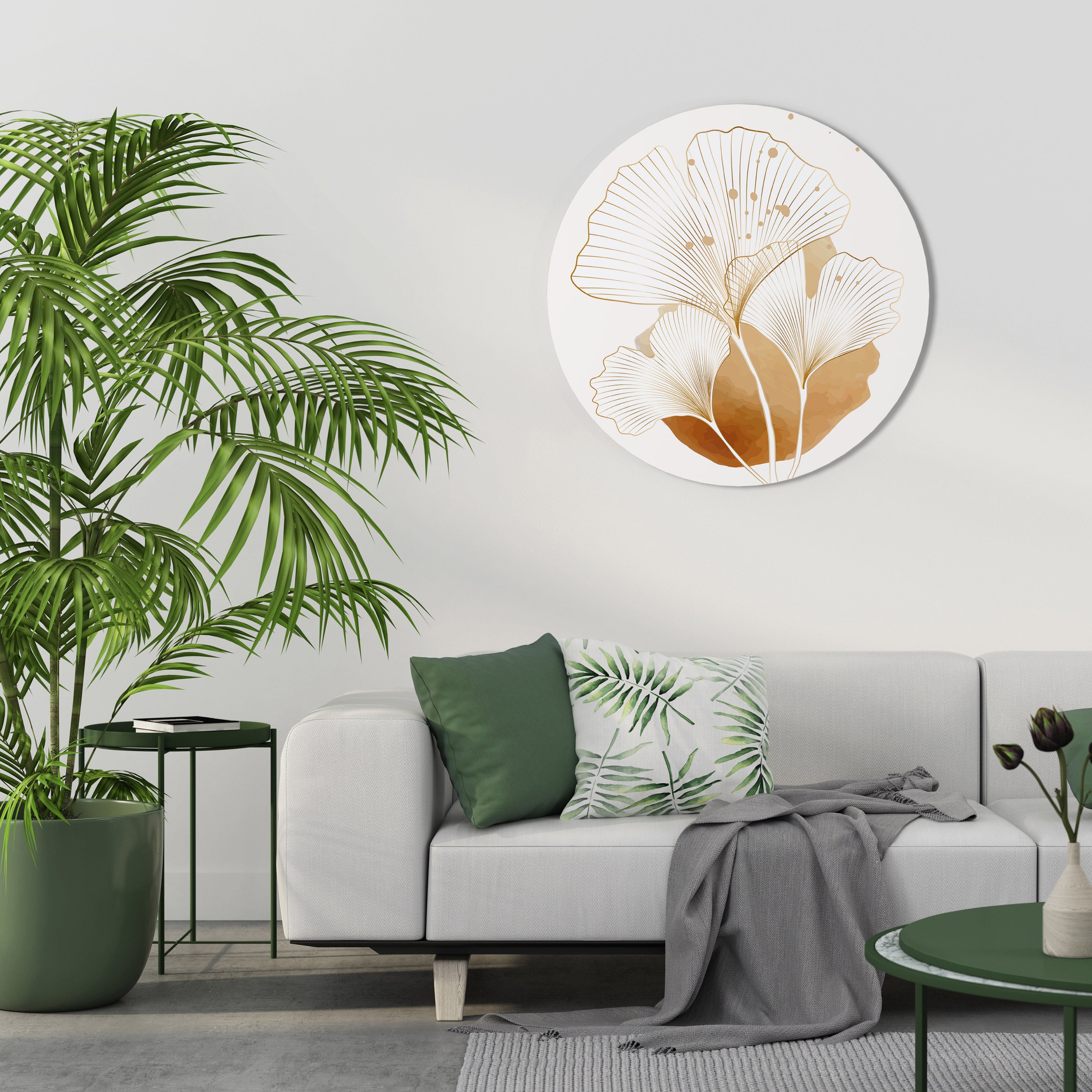 GOLDEN GINKGO DREAMS Στρογγυλή Τέχνη Τοίχου