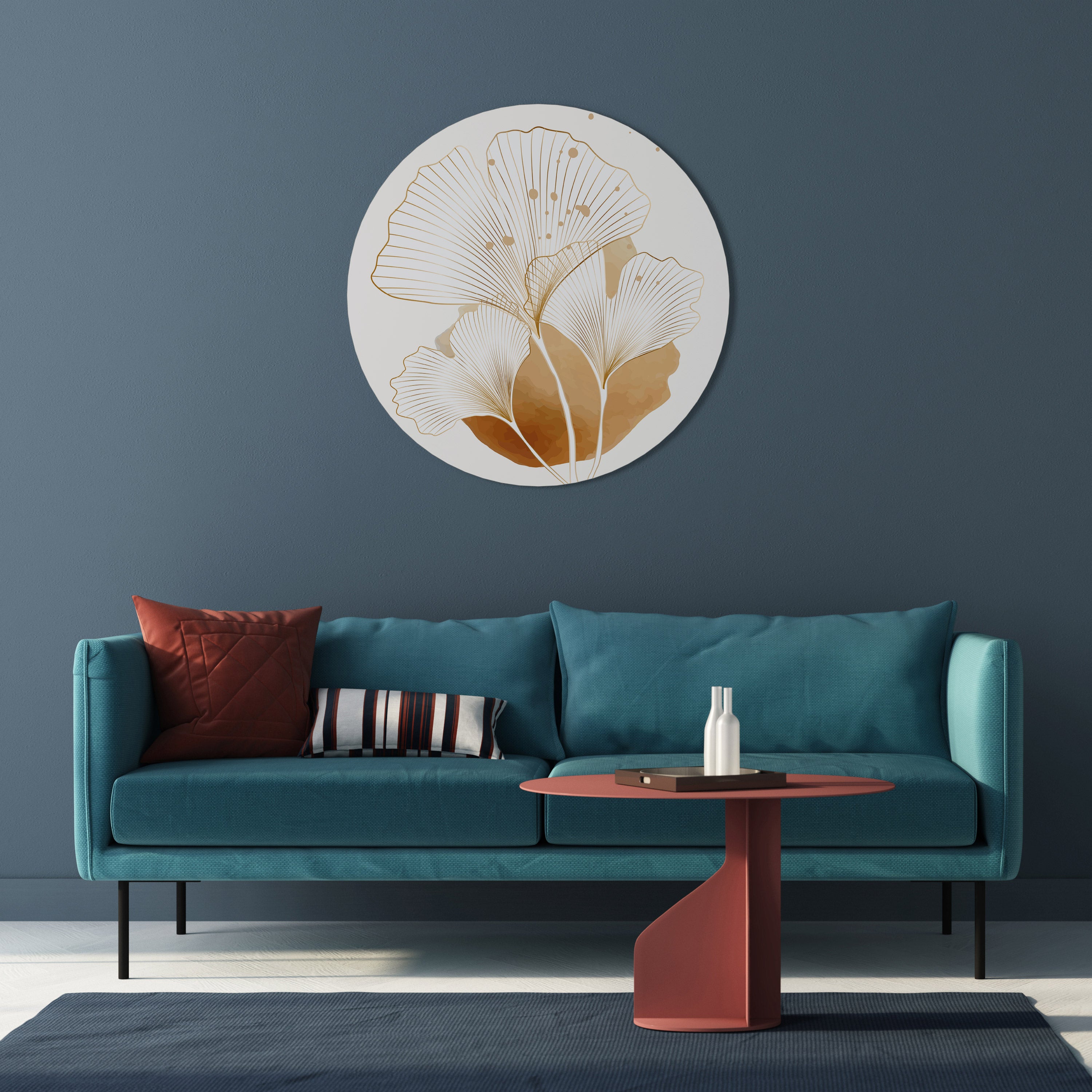 GOLDEN GINKGO DREAMS Στρογγυλή Τέχνη Τοίχου