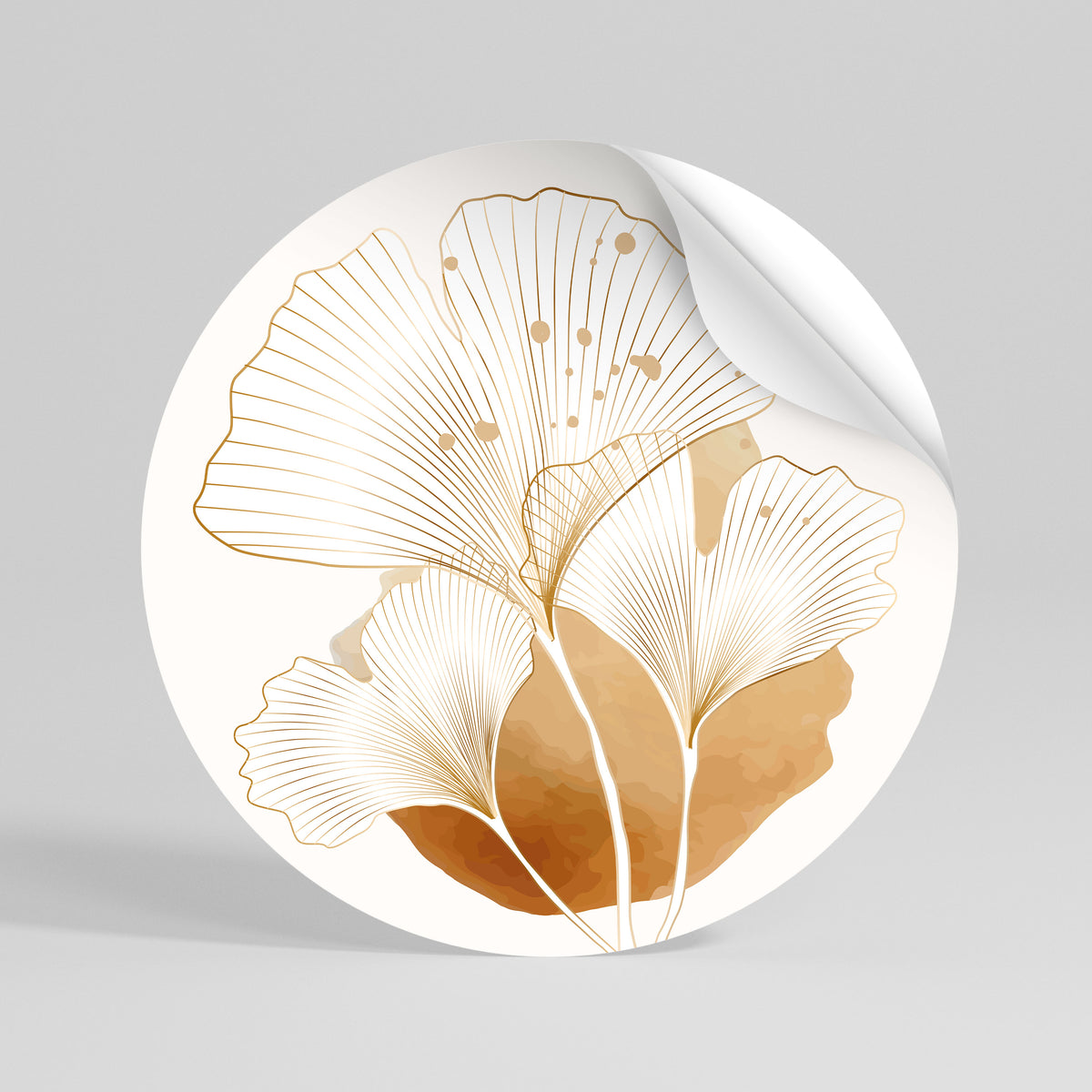 GOLDEN GINKGO DREAMS Αυτοκόλλητη Αφίσα στρογγυλή