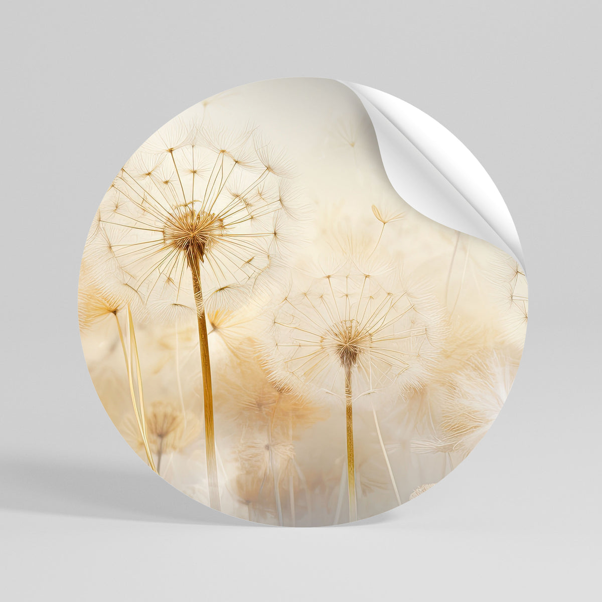 DREAMY DANDELION FIELDS Αυτοκόλλητη Αφίσα στρογγυλή