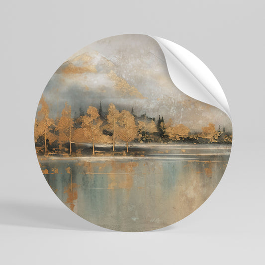 ECHOES OF GOLDEN DAWN Peel and Stick Round Sticker