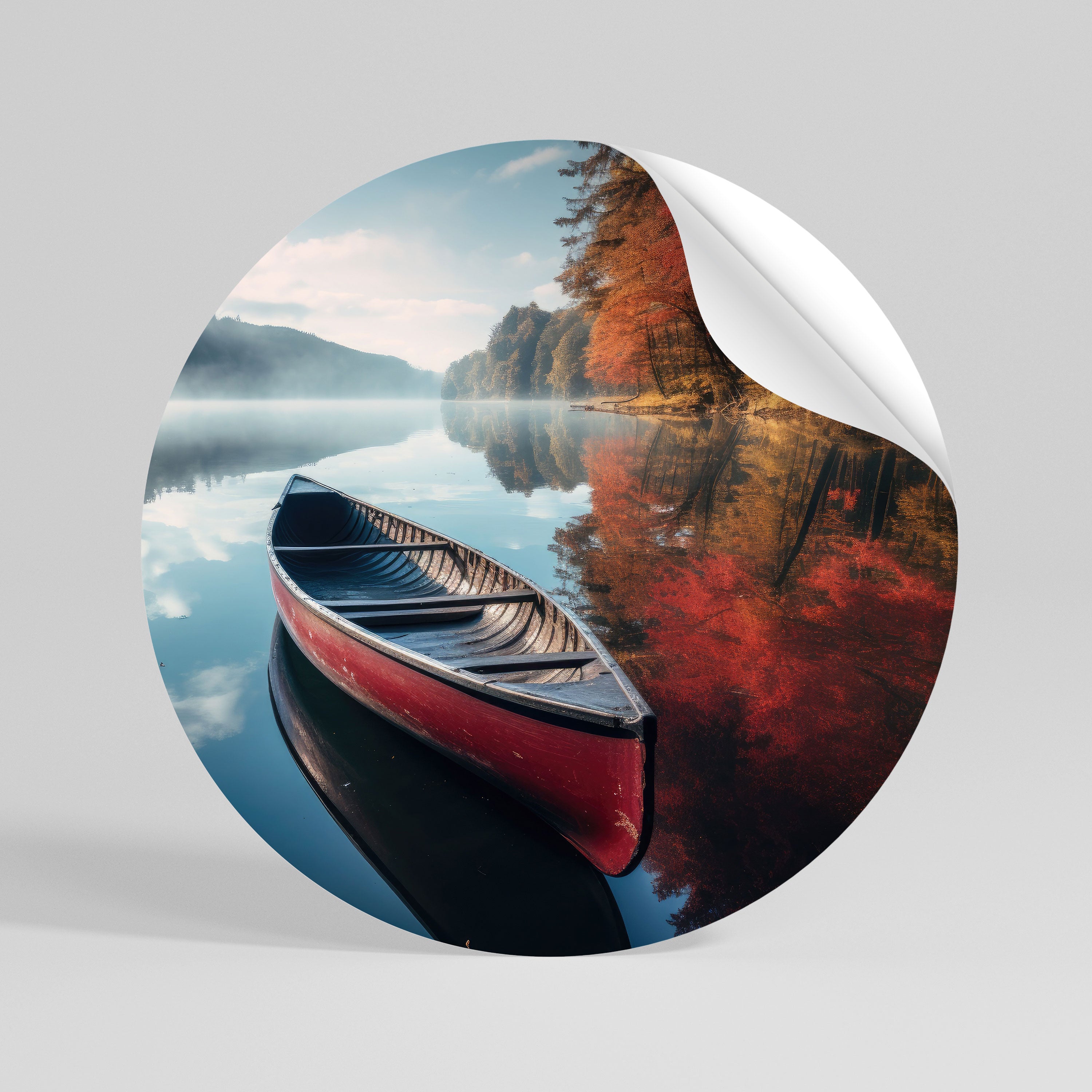 BOAT OF TRANQUILITY Peel and Stick Round Sticker