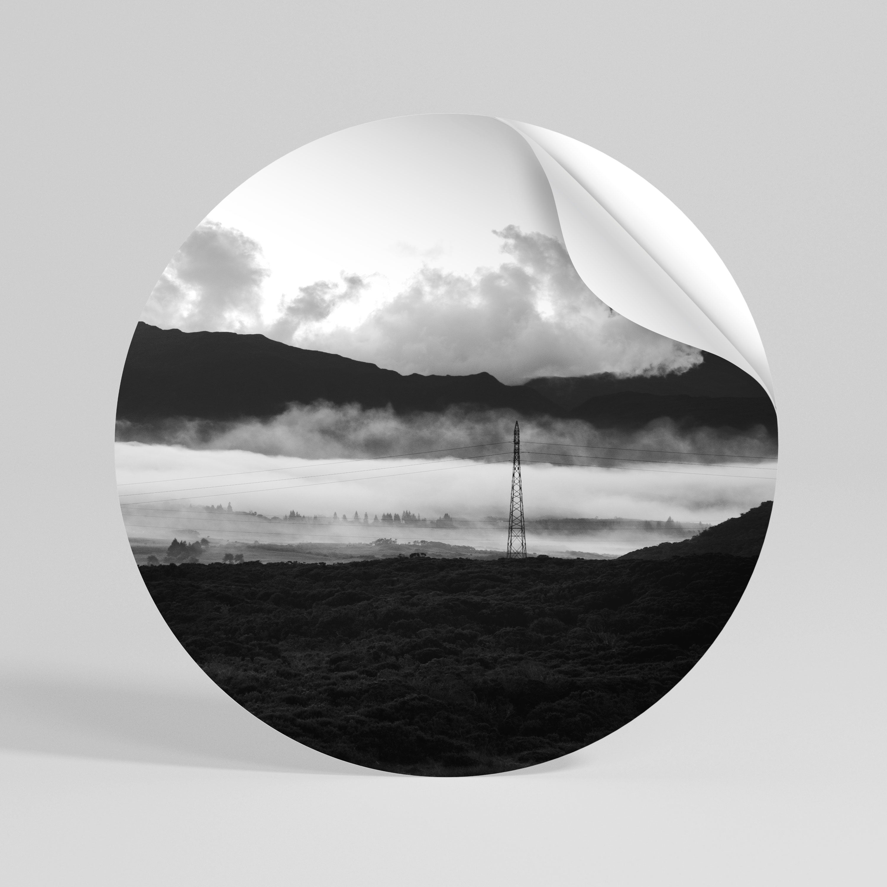 MISTY MOUNTAIN RADIANCE Peel and Stick Round Sticker