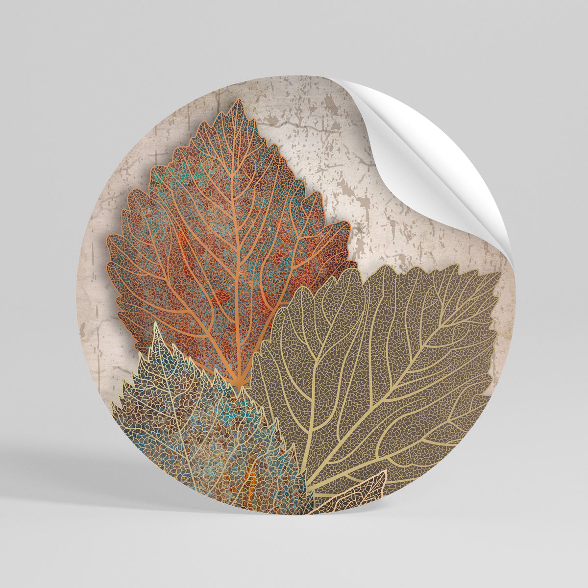 LEAVES OF TIME Αυτοκόλλητη Αφίσα στρογγυλή