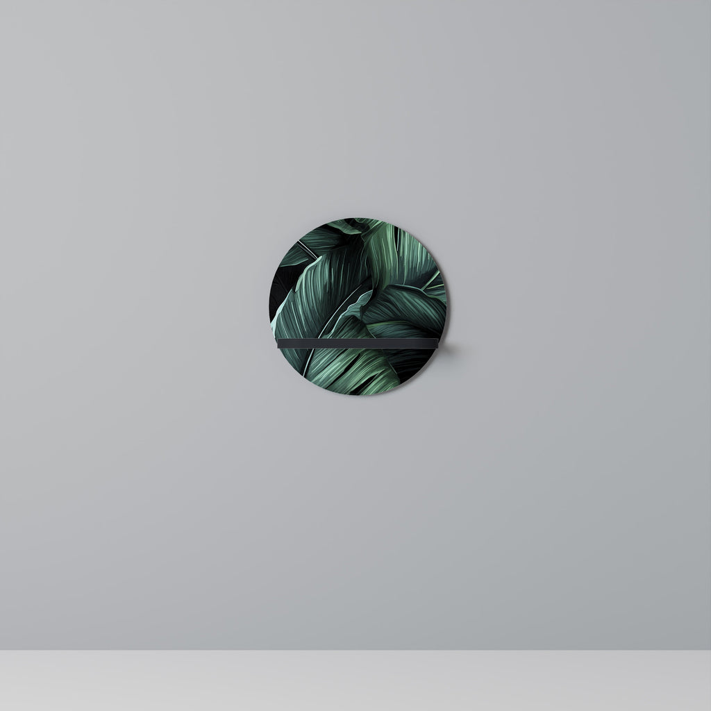 Στρογγυλό ράφι τέχνης LEAFY ELEGANCE σε μαύρο φινίρισμα